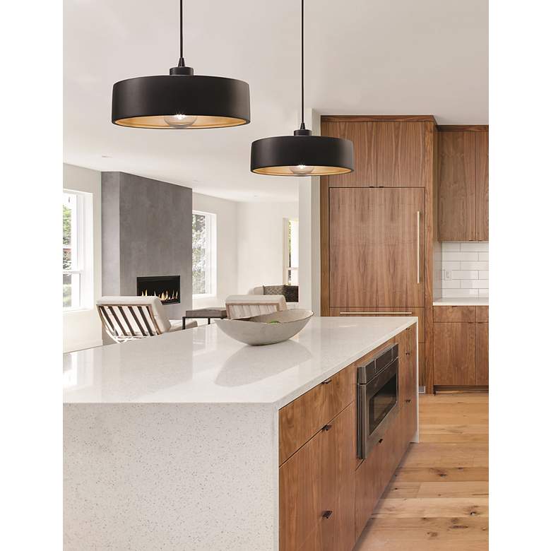 Image 4 Radiance Dish 12" Wide Matte Black and Gold Mini Pendant more views