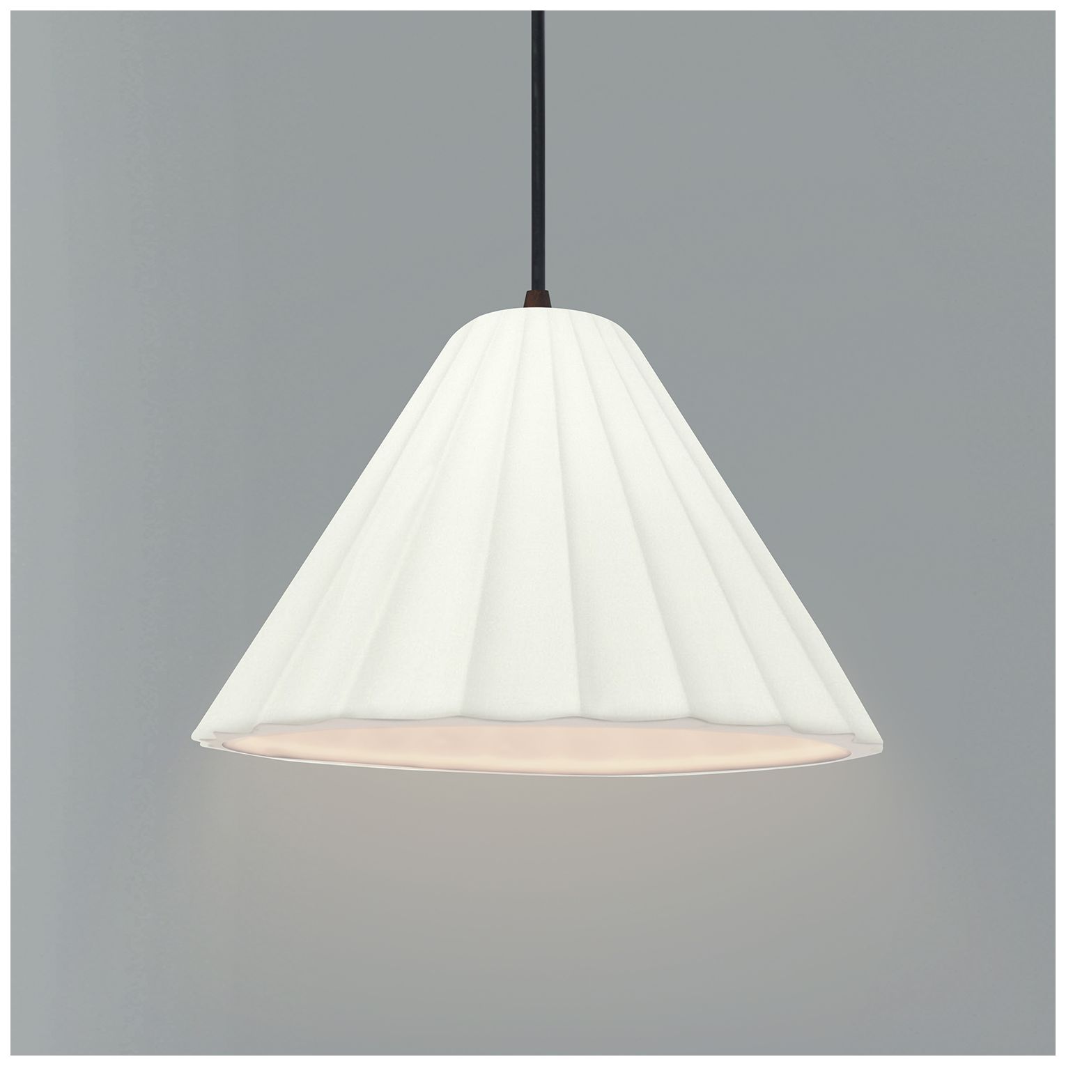 Radiance Fluted 10.75" Wide Bisque LED Pendant With Black Cord