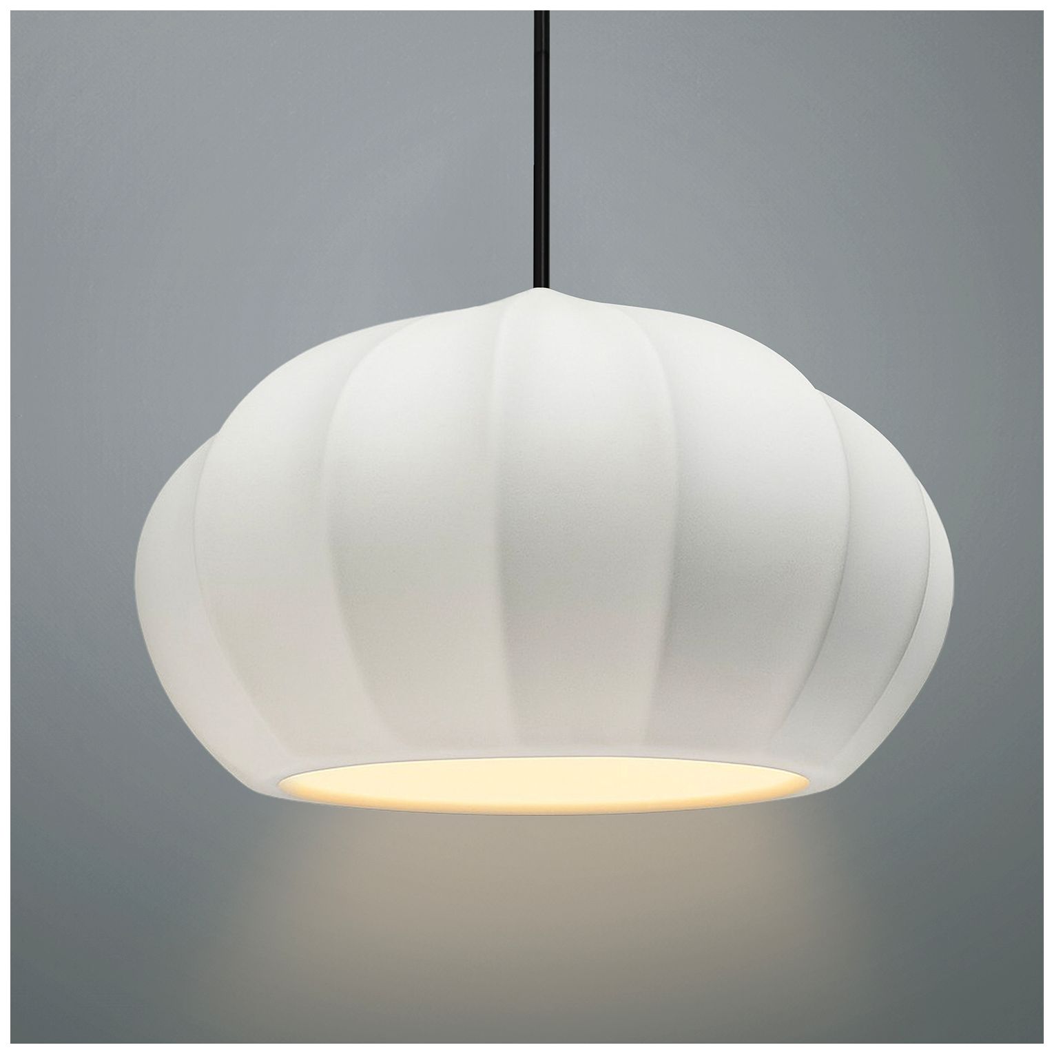 Image 4 Radiance Fluted 13" Wide Bisque LED Pendant With Black Cord more views