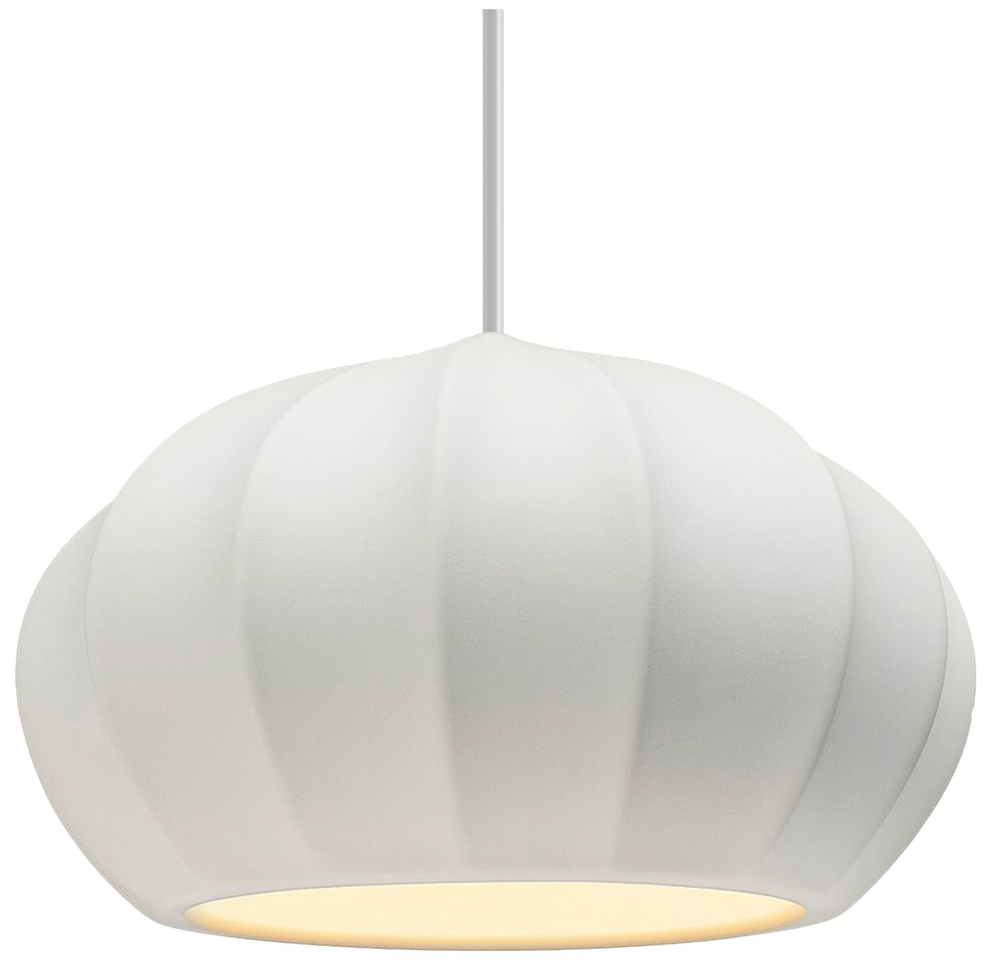 Radiance Fluted 13" Wide Bisque LED Pendant With Nickel White Cord