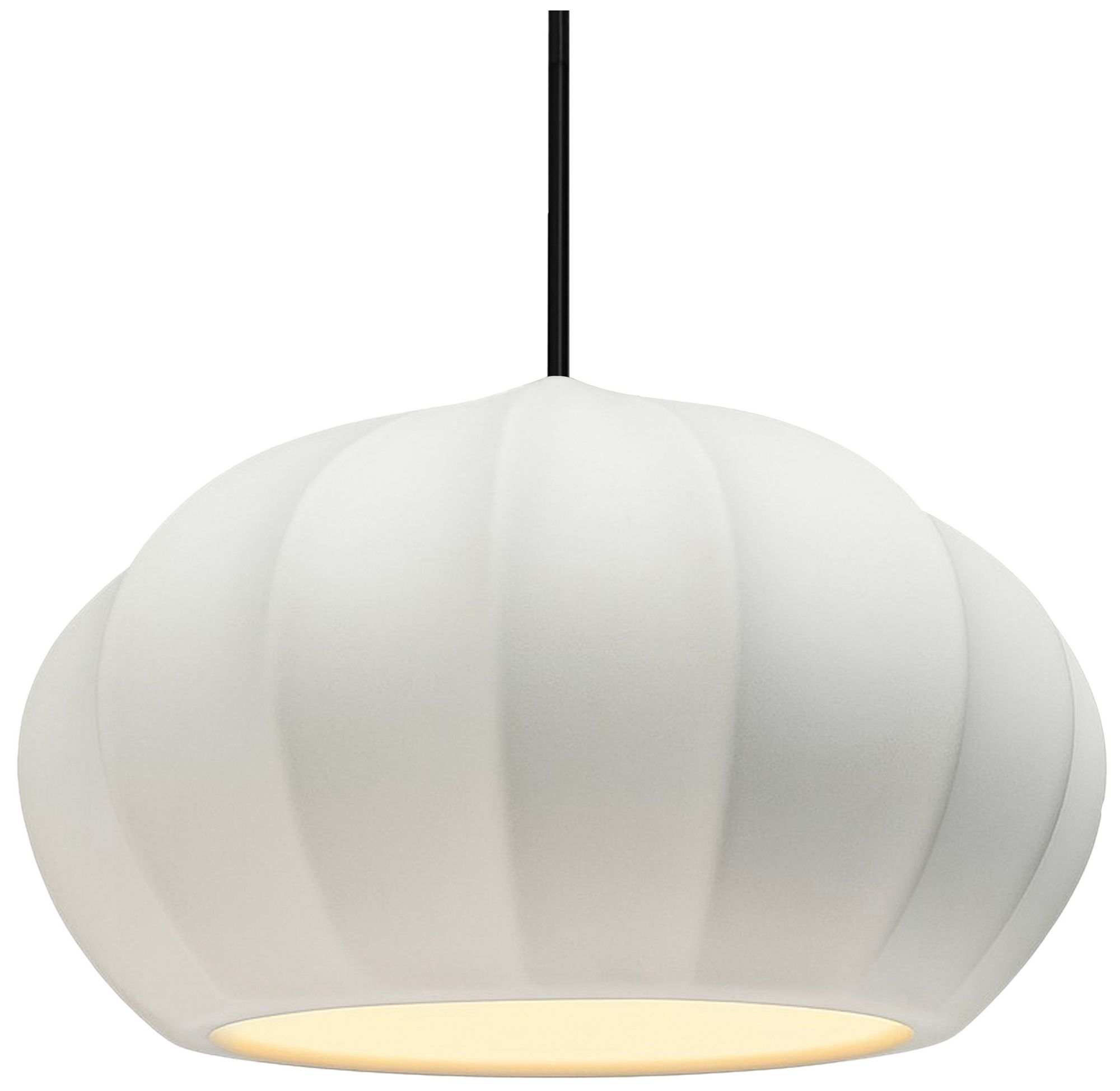 Radiance Fluted 13" Wide Bisque Pendant With Black Cord