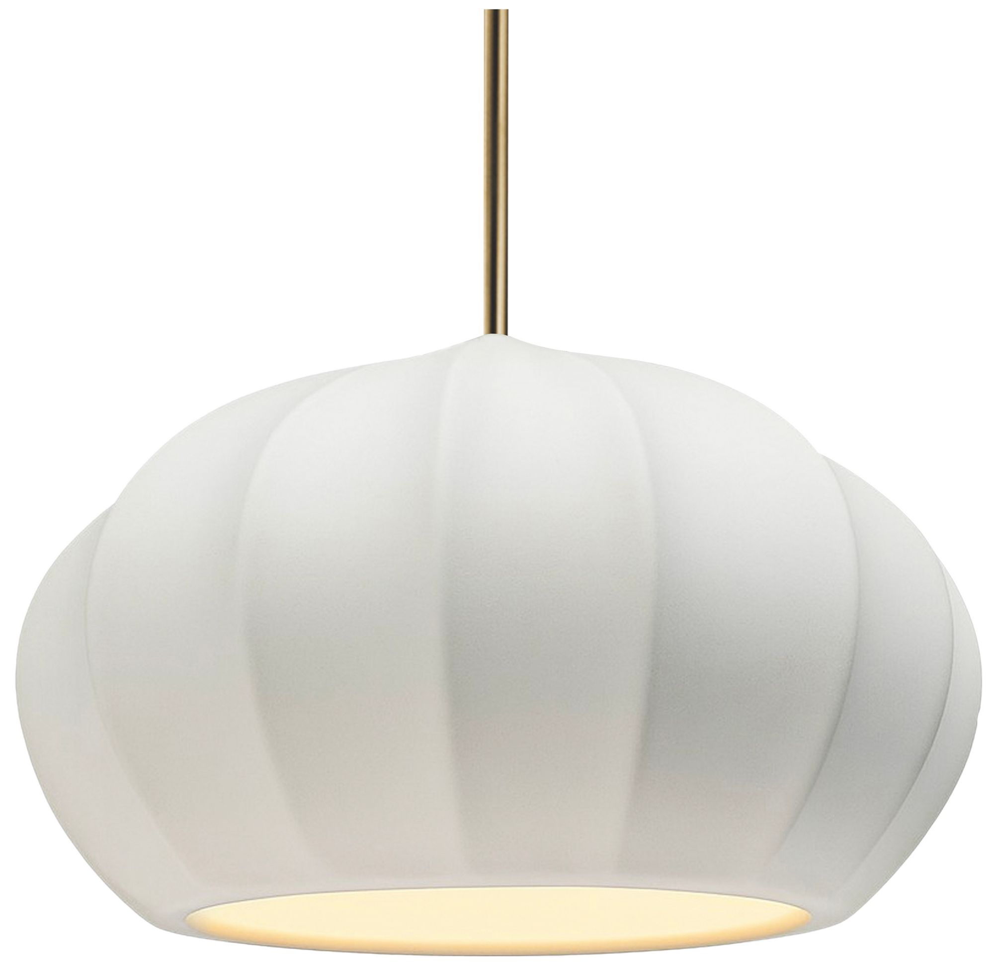 Radiance Fluted 13" Wide Bisque Pendant With Brass Rigid Stem