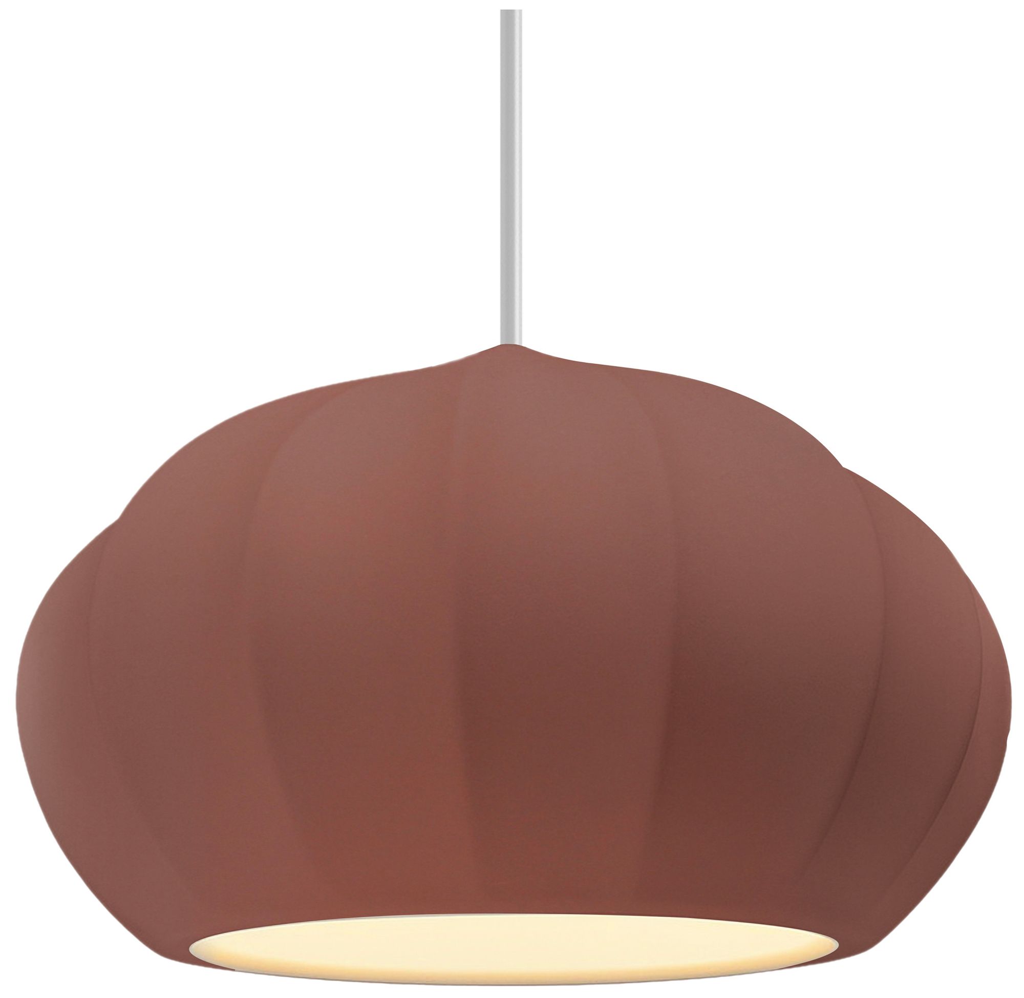 Radiance Fluted 13" Wide Canyon Clay LED Pendant With Brass White Cord