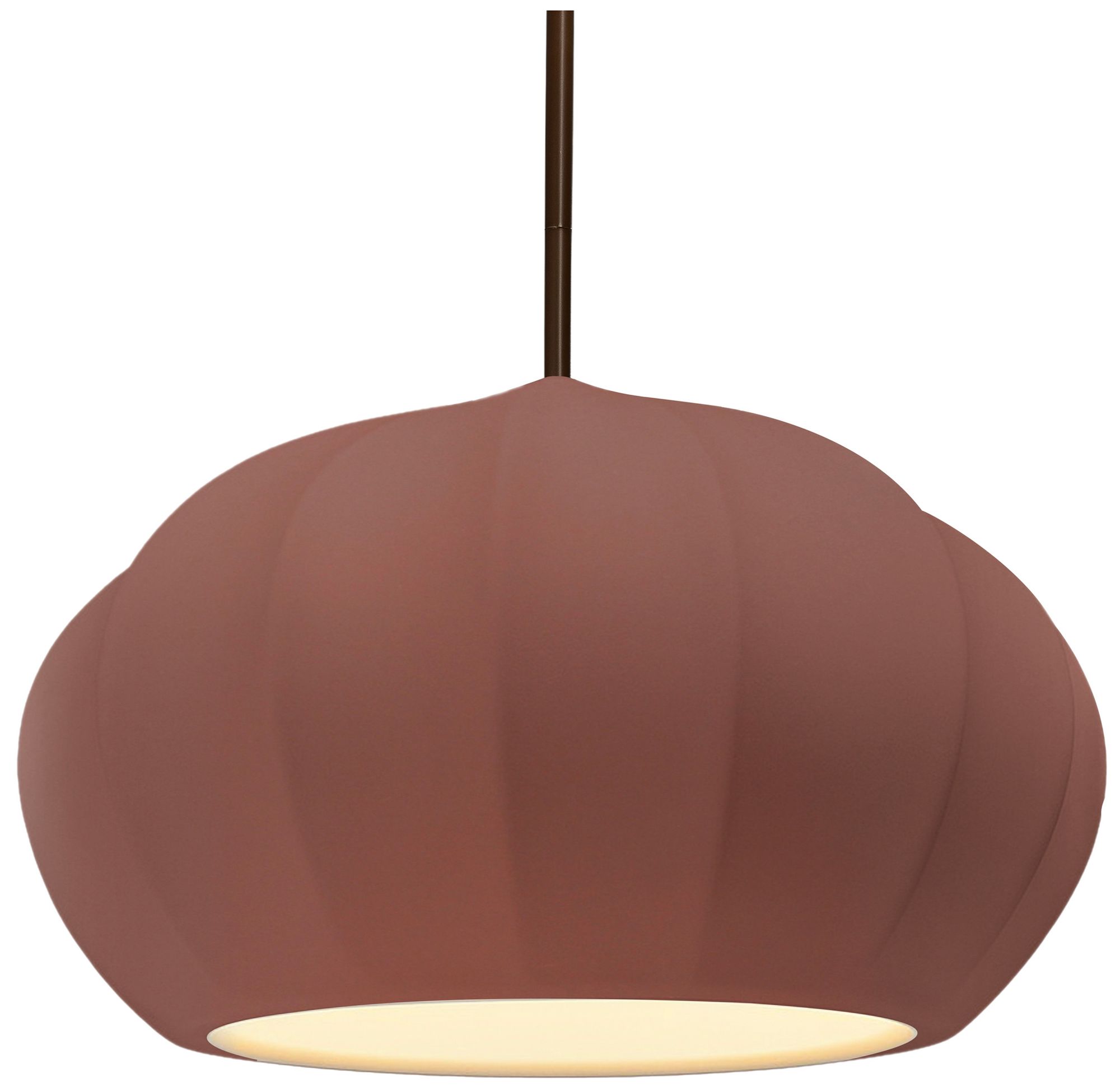 Radiance Fluted 13" Wide Canyon Clay LED Pendant With Bronze Rigid Stem