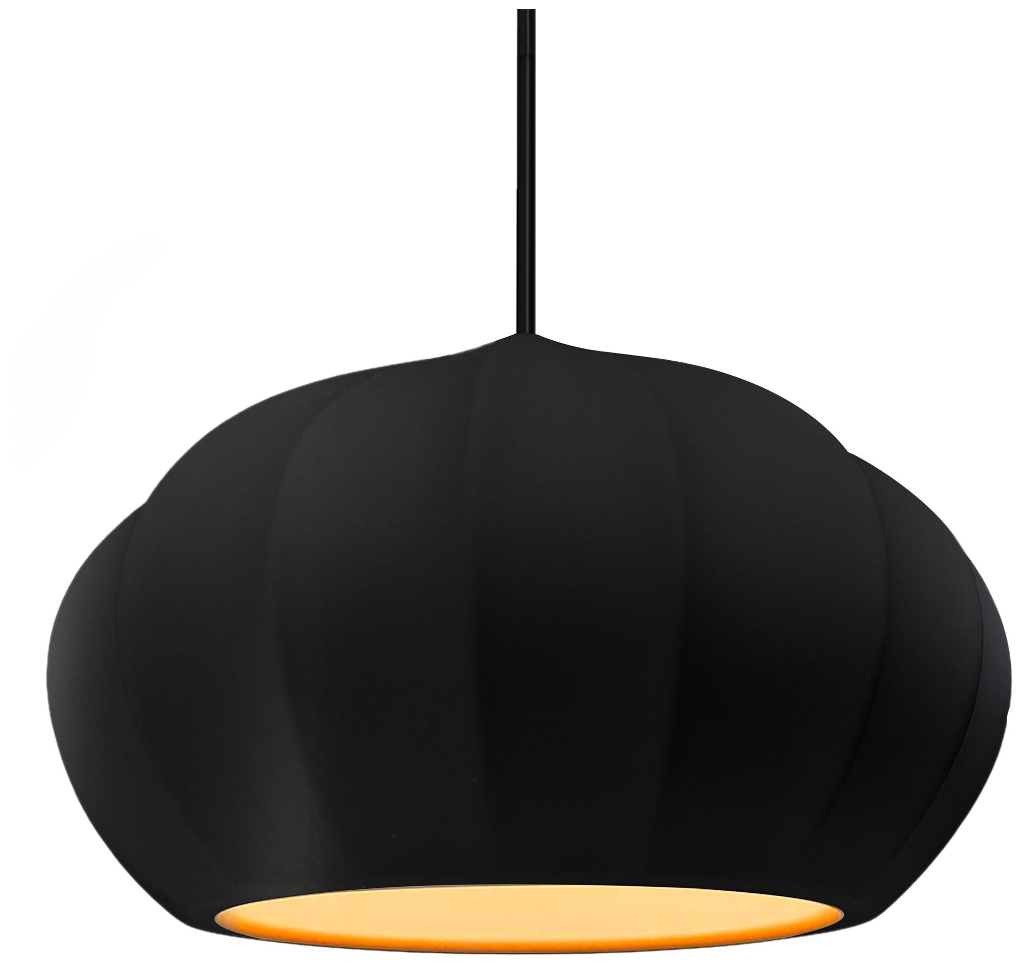 Radiance Fluted 13" Wide Matte Black Gold LED Pendant w/ Chrome Black Cord