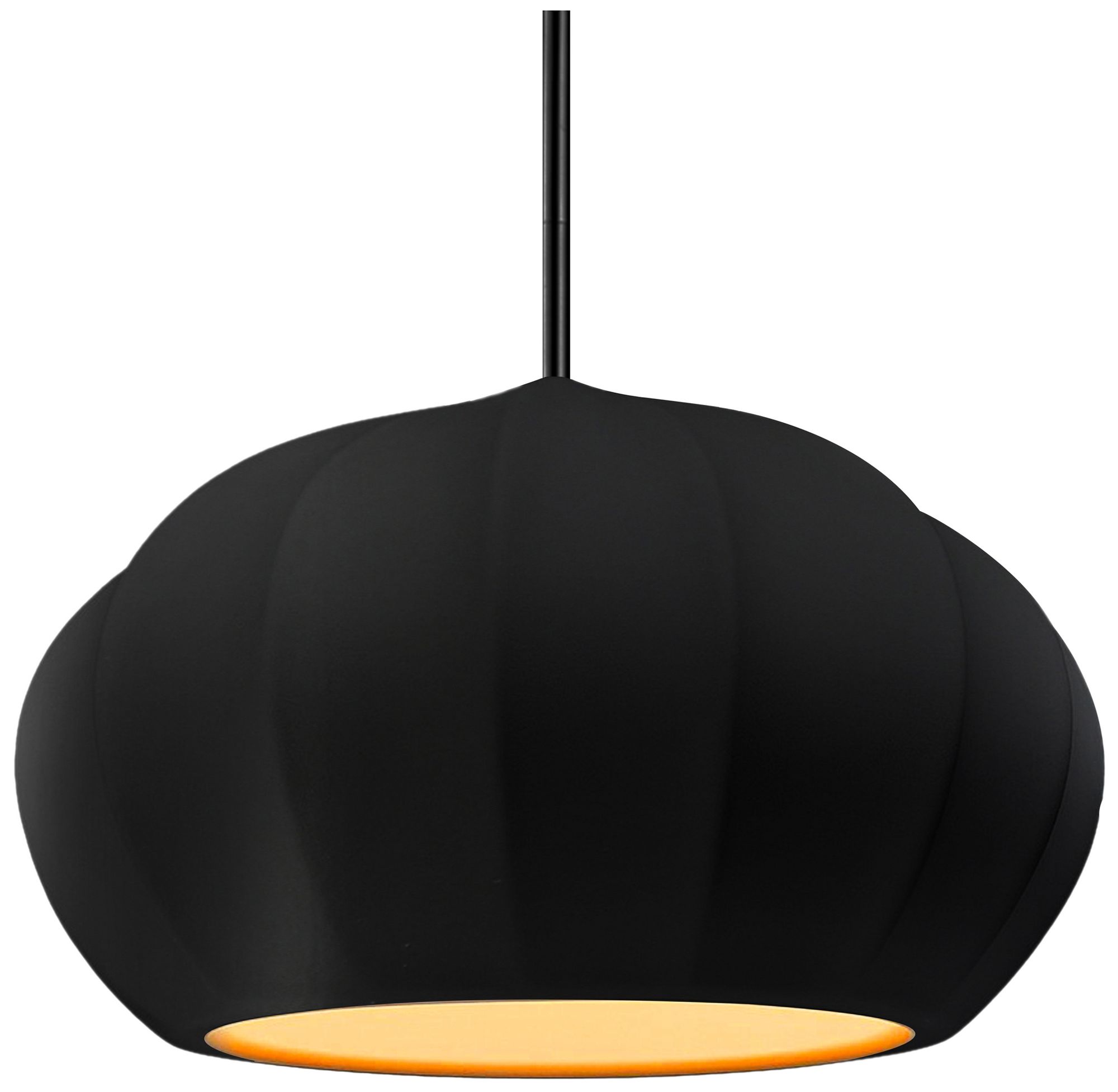 Radiance Fluted 13" Wide Matte Black Gold LED Pendant With Black Rigid Stem
