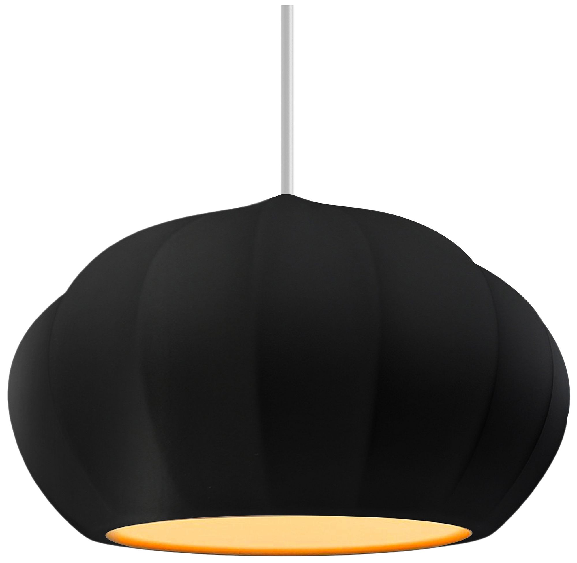 Radiance Fluted 13" Wide Matte Black Gold LED Pendant With Black White Cord