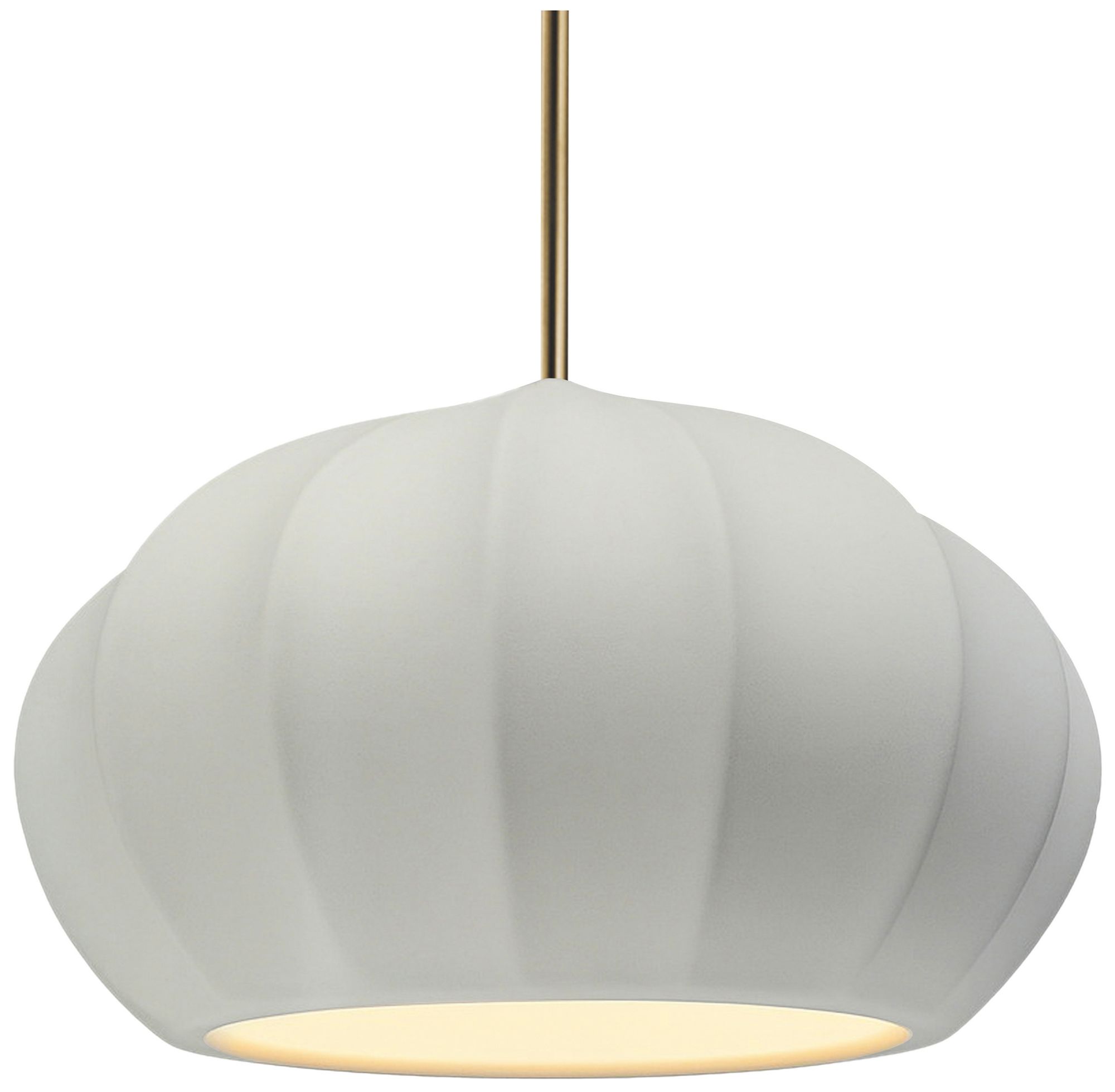 Image 2 Radiance Fluted 13" Wide Matte White Pendant With Brass Rigid Stem more views