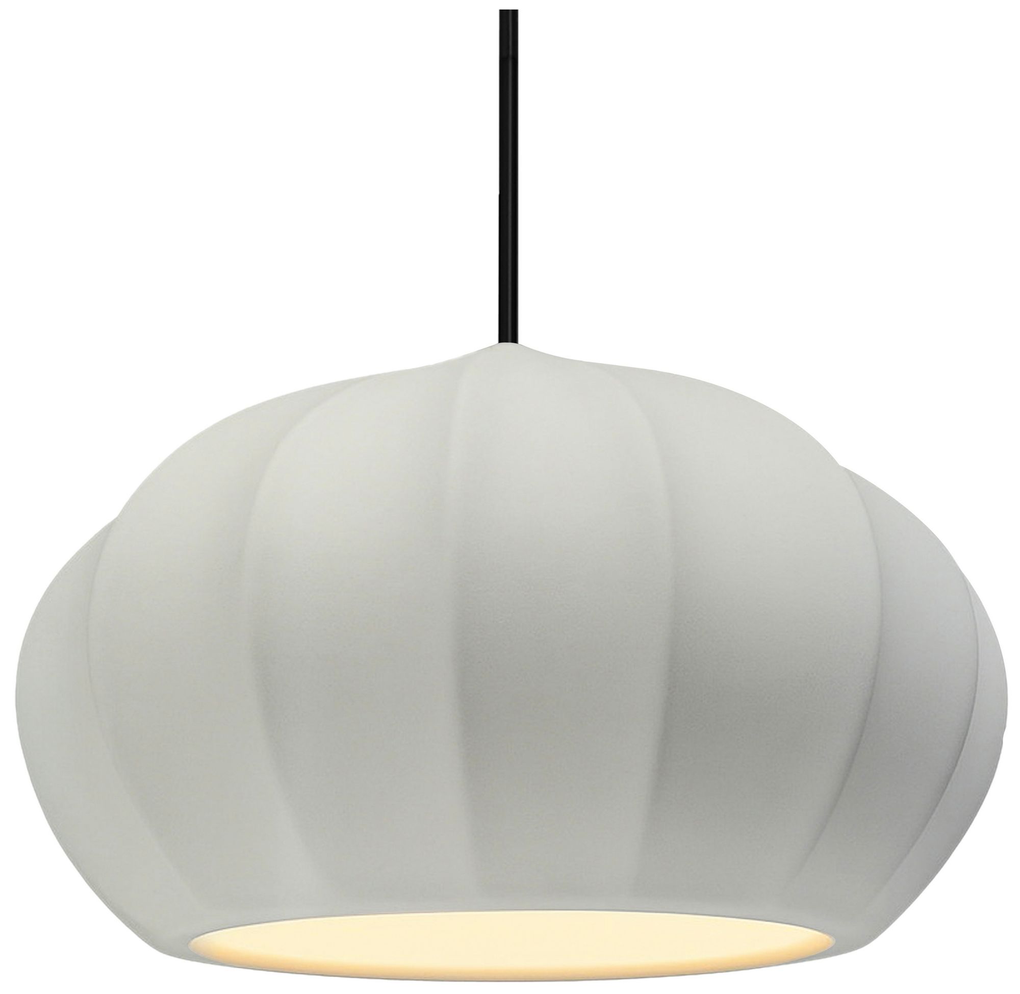 Radiance Fluted 13" Wide Matte White Pendant With Chrome Black Cord
