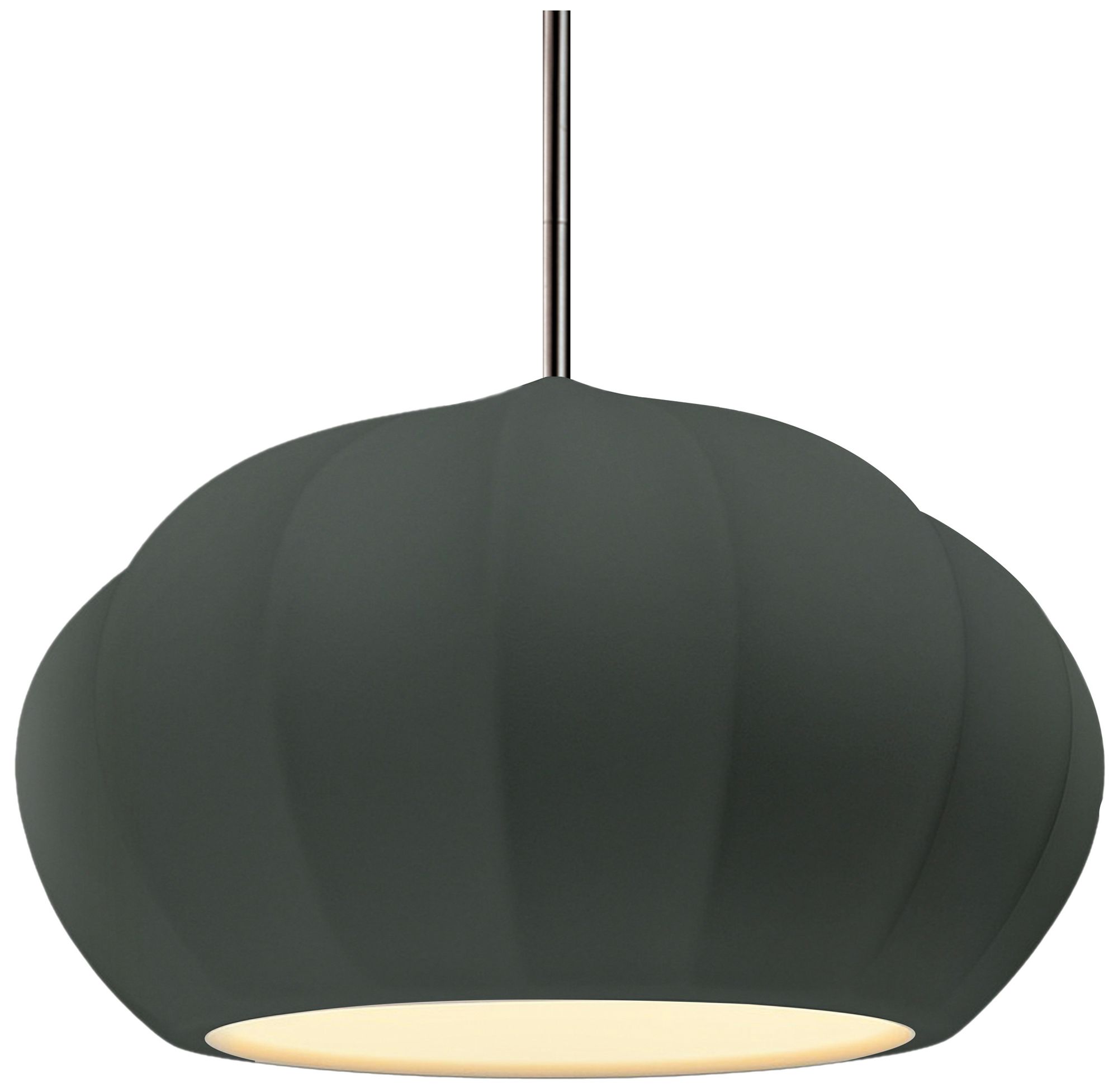 Radiance Fluted 13" Wide Pewter Green LED Pendant With Nickel Rigid Stem