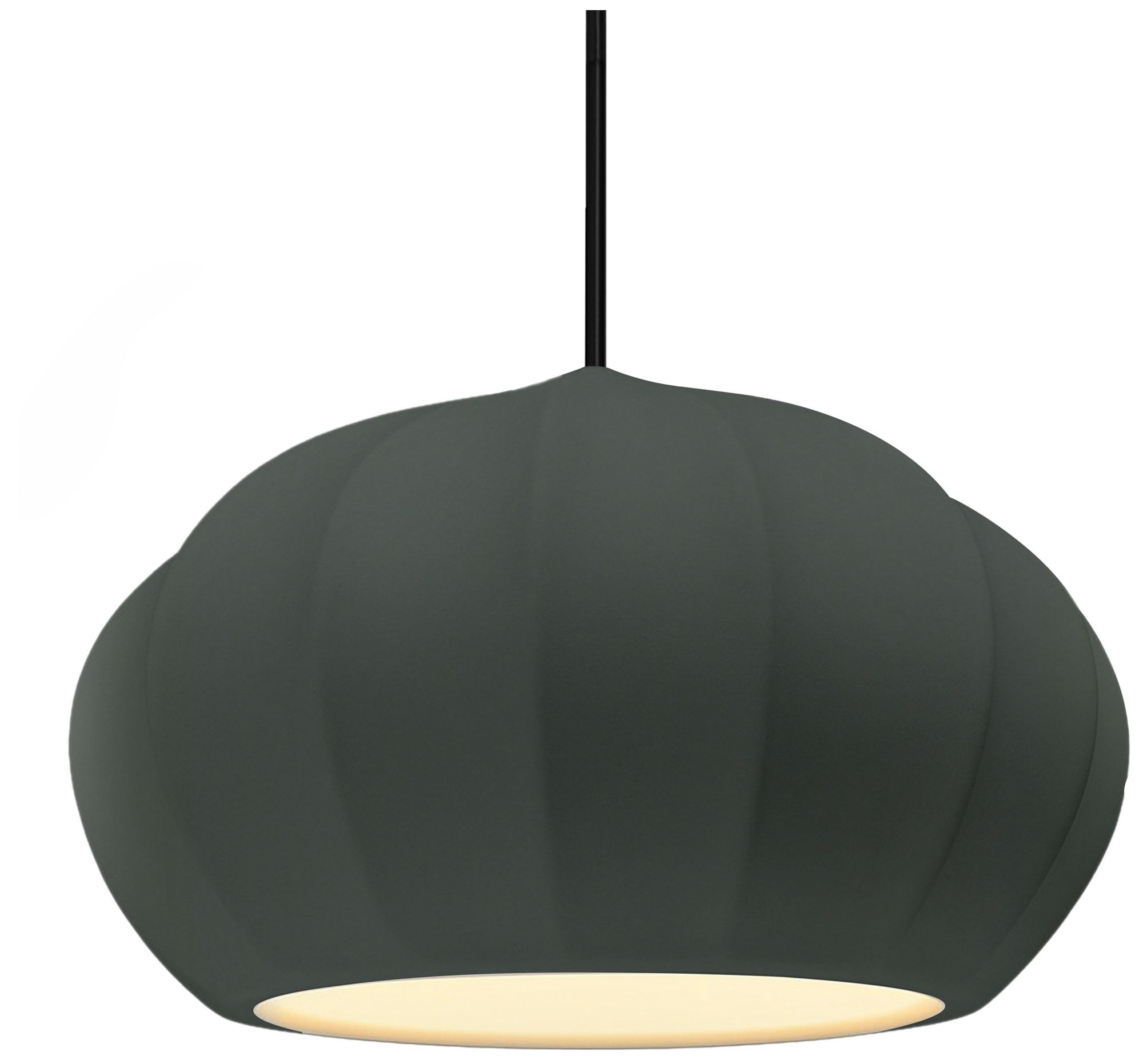 Radiance Fluted 13" Wide Pewter Green Pendant With Black Cord