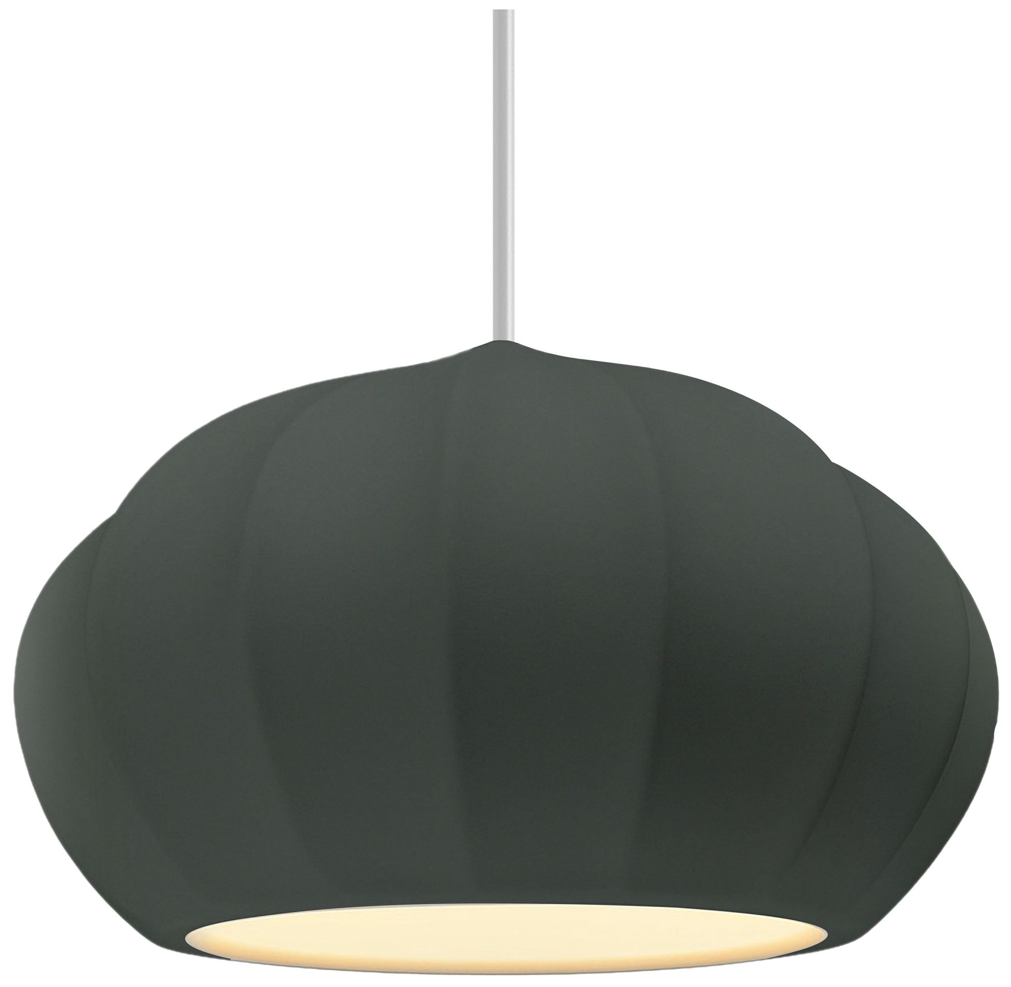 Radiance Fluted 13" Wide Pewter Green Pendant With White Cord