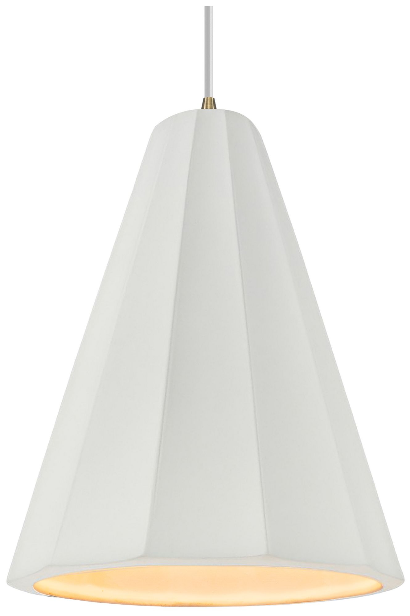 Radiance Fluted 9"W Bisque LED Pendant With Brass White Cord Made to Order