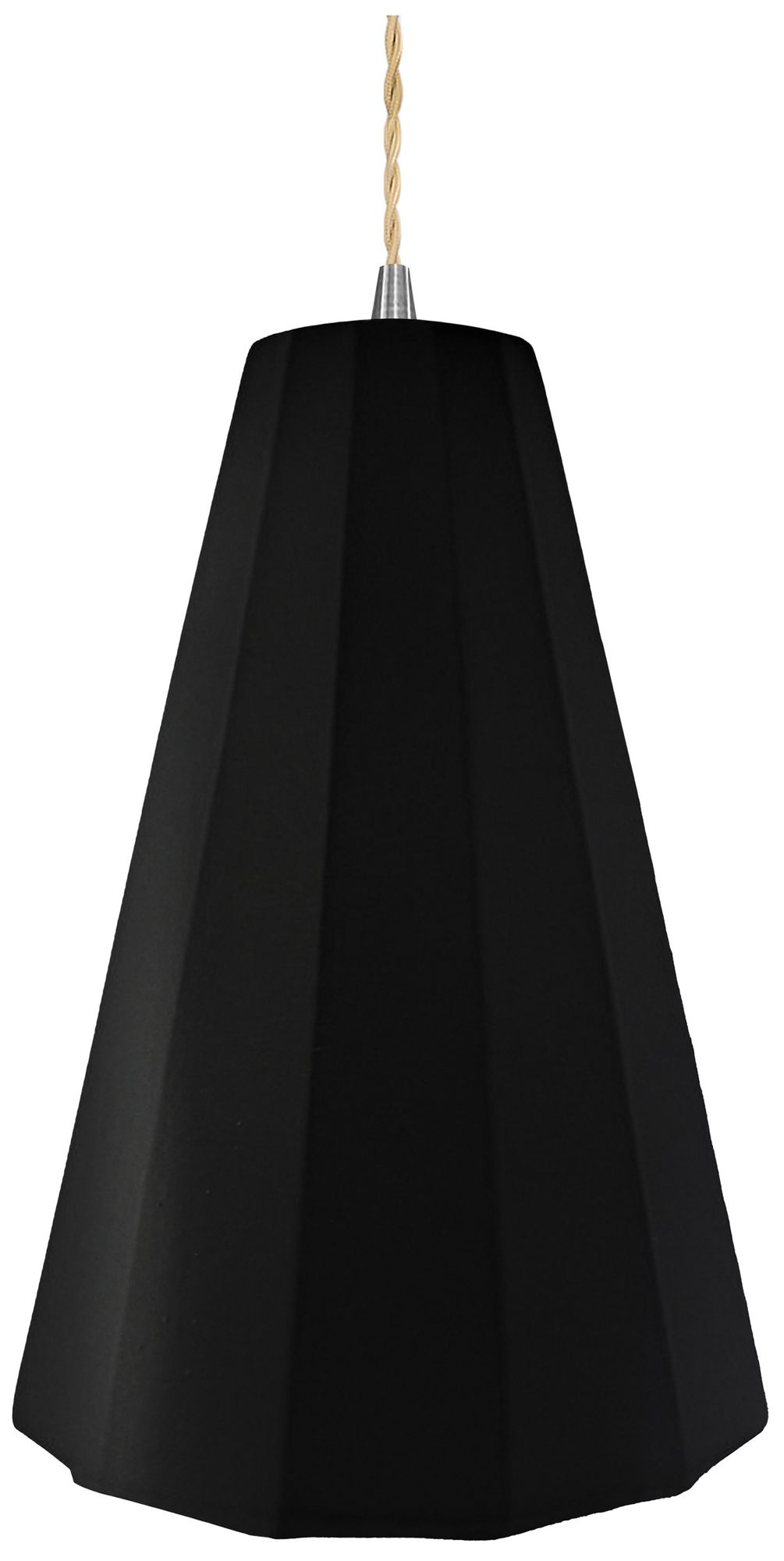 Image 2 Radiance Fluted 9"W Matte Black Gold LED Pendant w/ Nickel Beige Twist Cord more views