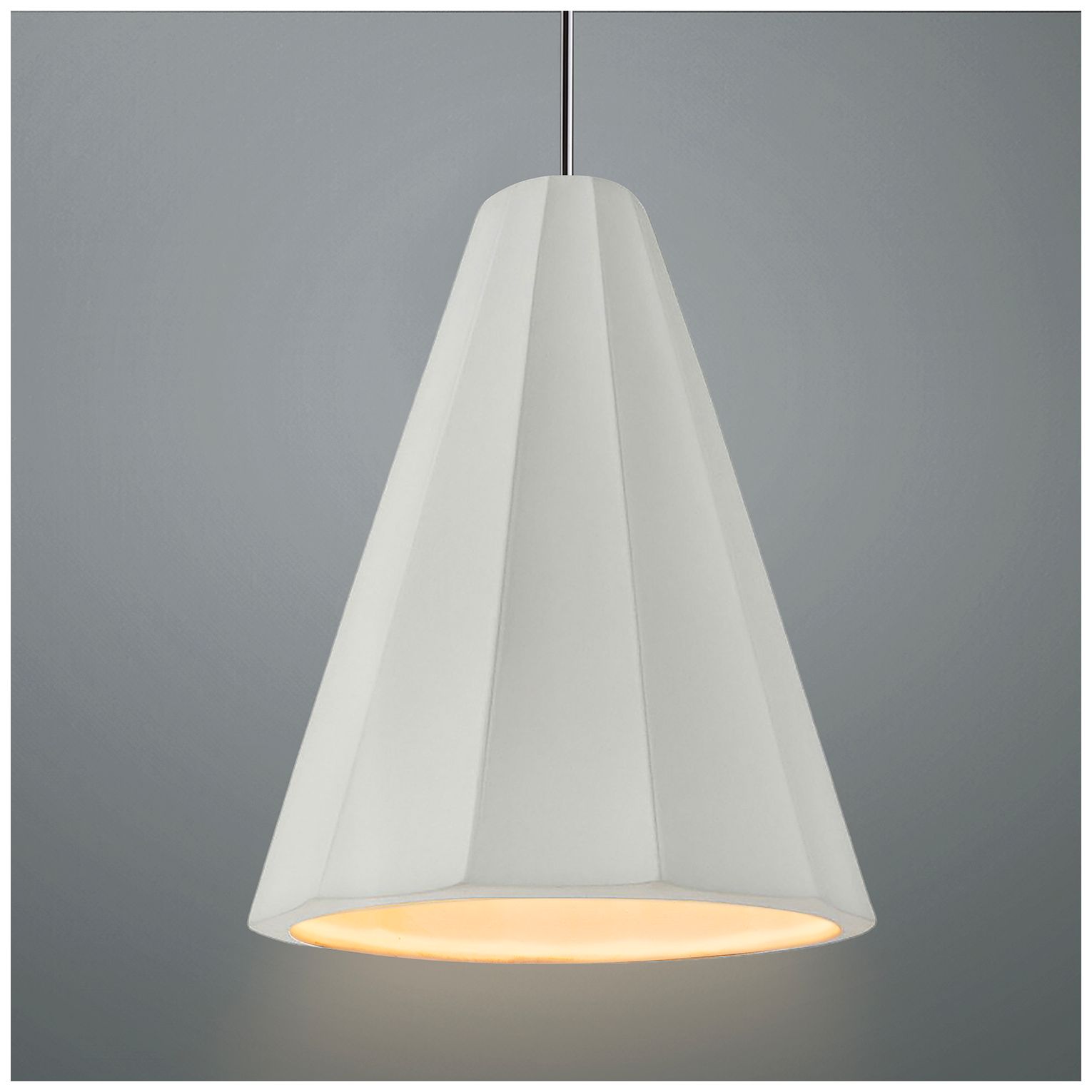 Image 3 Radiance Fluted 9" Wide Bisque Pendant With Nickel Rigid Stem more views