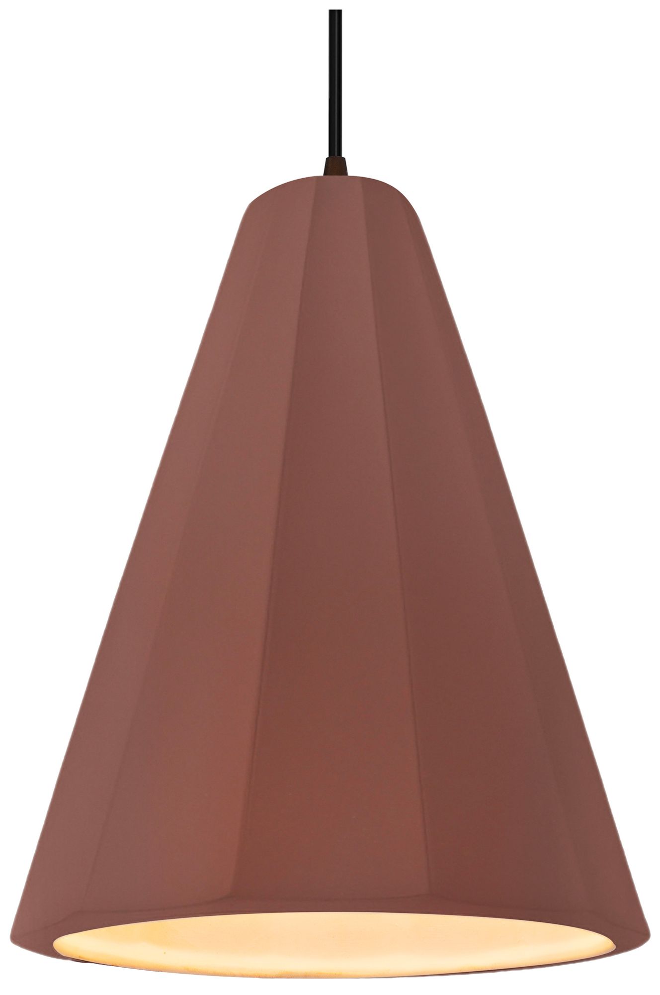 Radiance Fluted 9" Wide Canyon Clay Pendant With Bronze Black Cord