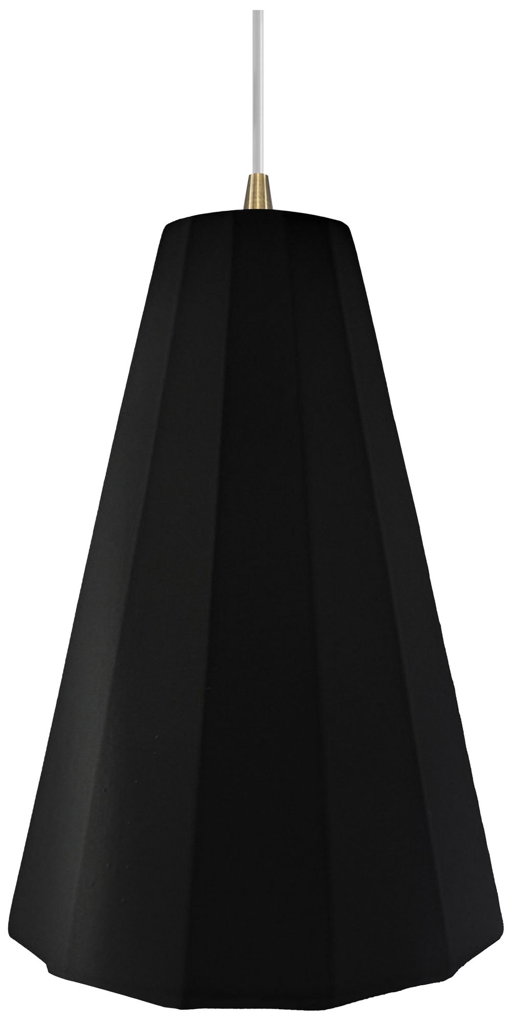 Image 2 Radiance Fluted 9" Wide Carbon Matte Black Gold Pendant w/ Brass White Cord more views