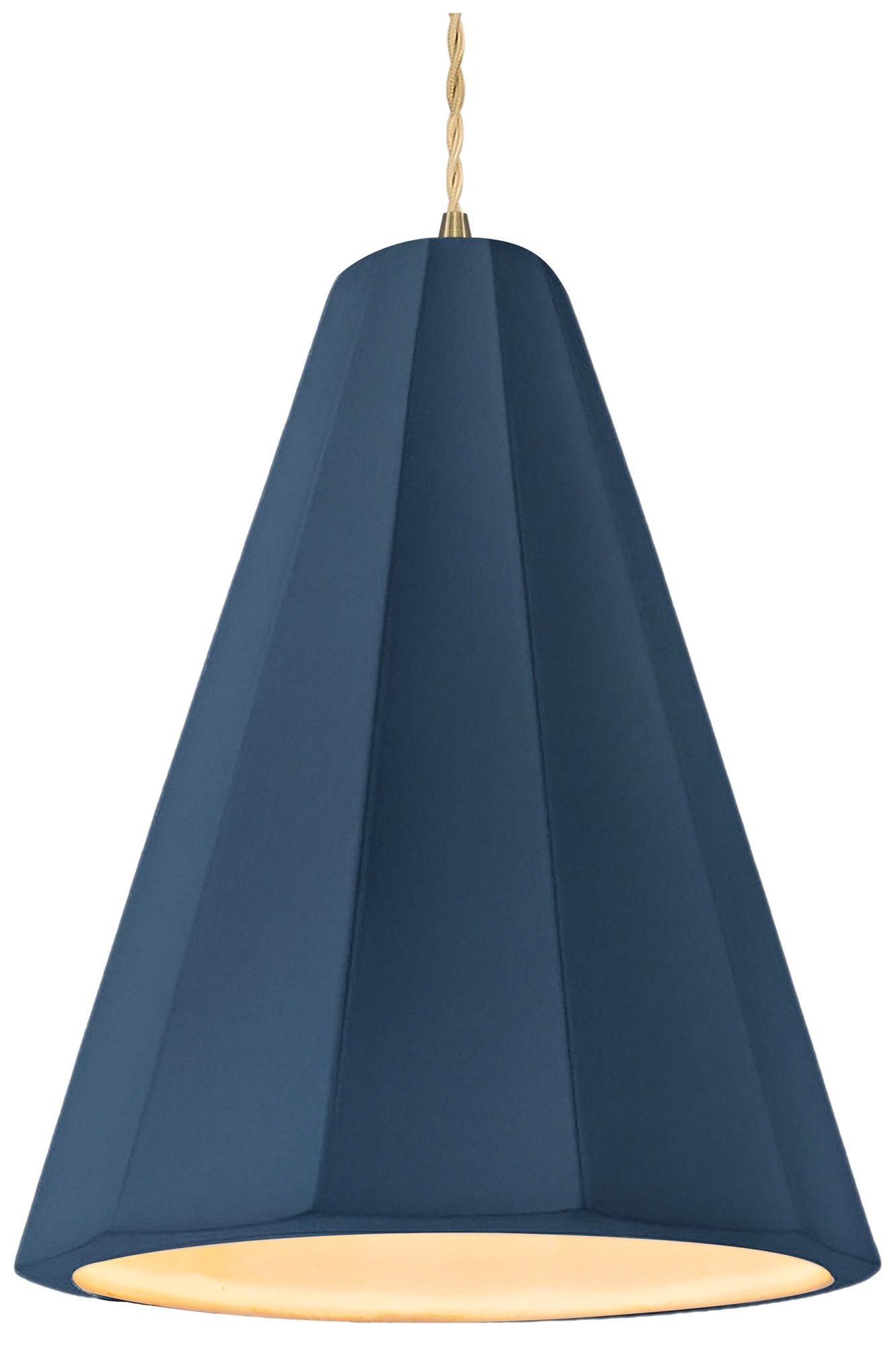 Radiance Fluted 9" Wide Midnight Sky LED Pendant w/ Brass Beige Twist Cord