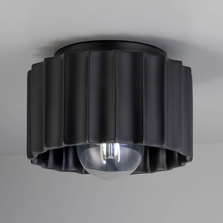 Image 1 Radiance Gear 8"W Carbon Matte Black Ceramic Ceiling Light