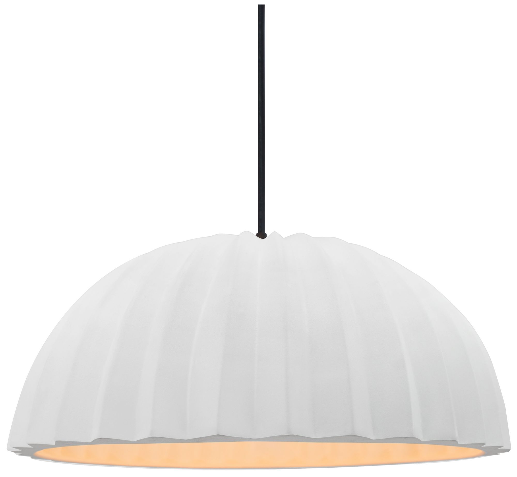 Radiance Pleated Dome 13" Wide Bisque LED Pendant With Black Cord