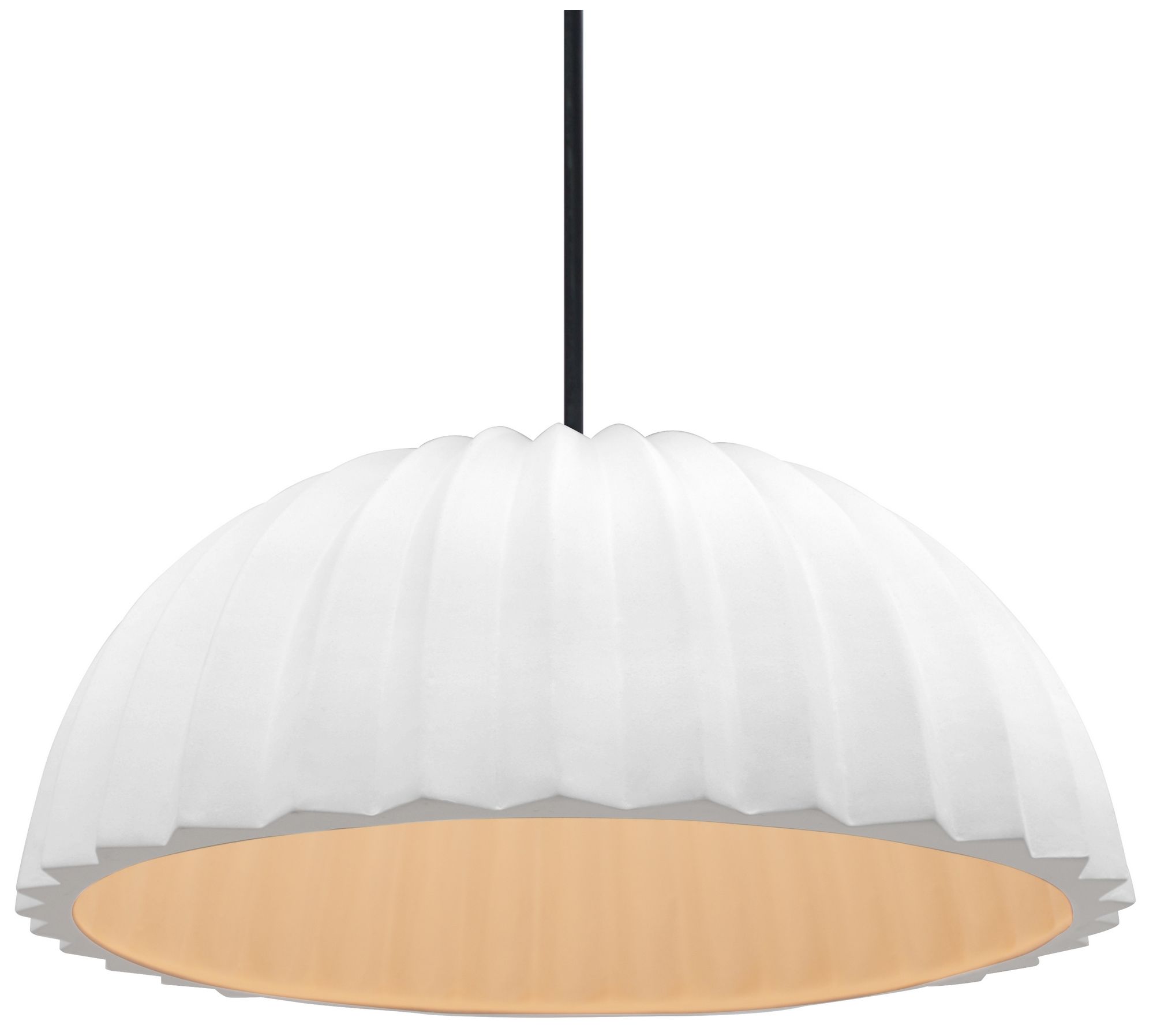 Image 2 Radiance Pleated Dome 13" Wide Bisque LED Pendant With Black Cord more views