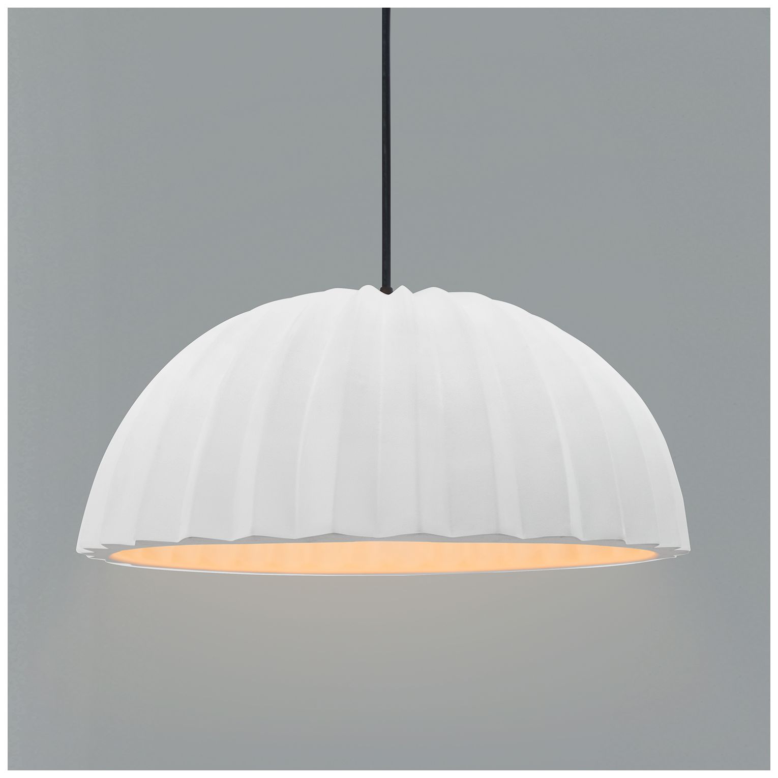 Image 4 Radiance Pleated Dome 13" Wide Bisque LED Pendant With Black Cord more views