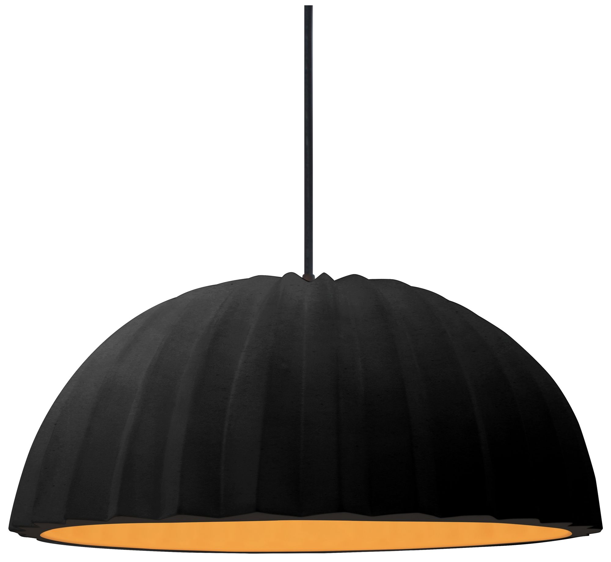 Radiance Pleated Dome 13" Wide Matte Black Gold LED Pendant With Black Cord