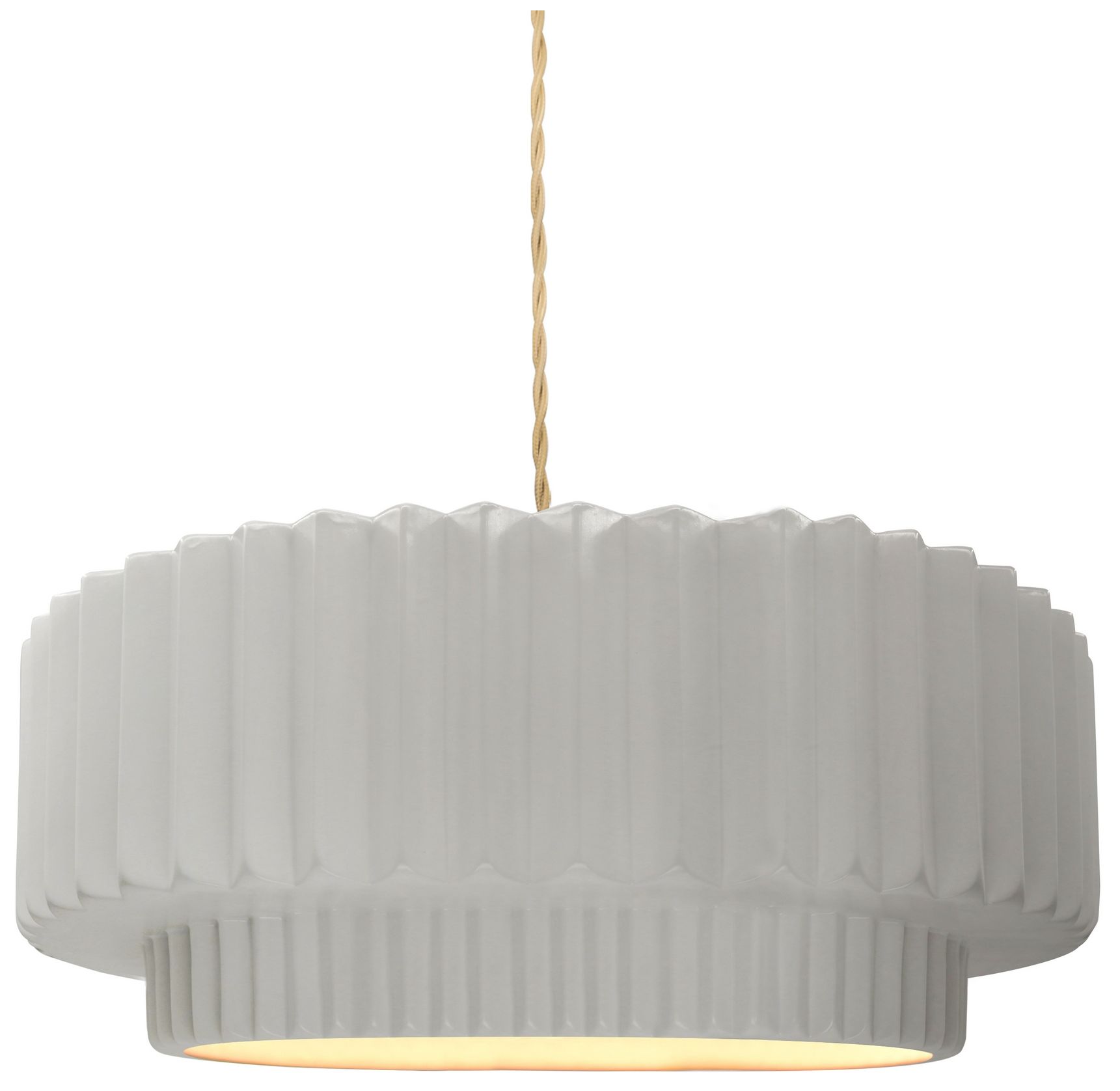 Radiance Pleated Tier 12"W Bisque LED Pendant w/ Brass Beige Twist Cor