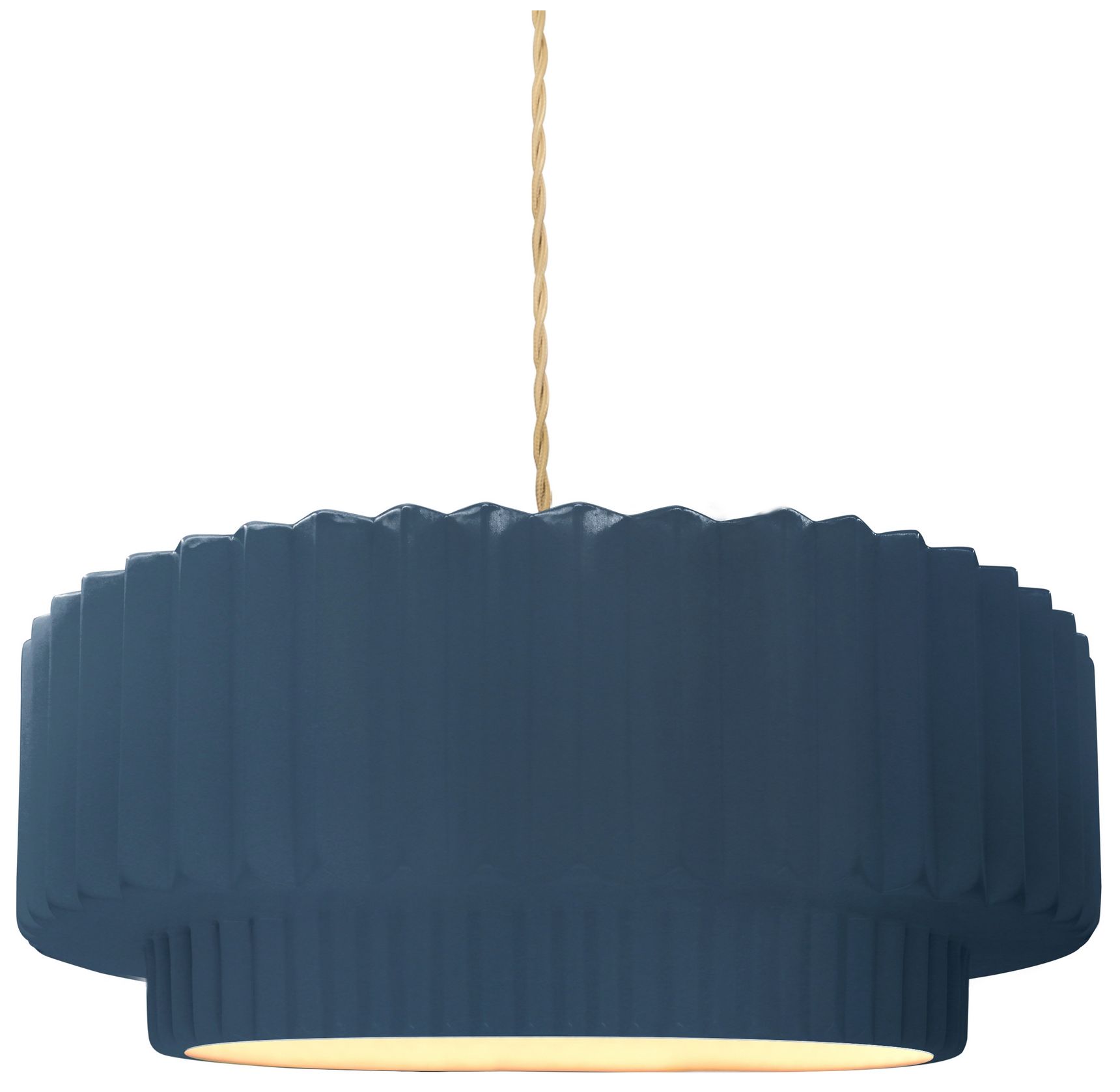 Radiance Pleated Tier 12"W Midnight Sky LED Pendant With Beige Twist Cord