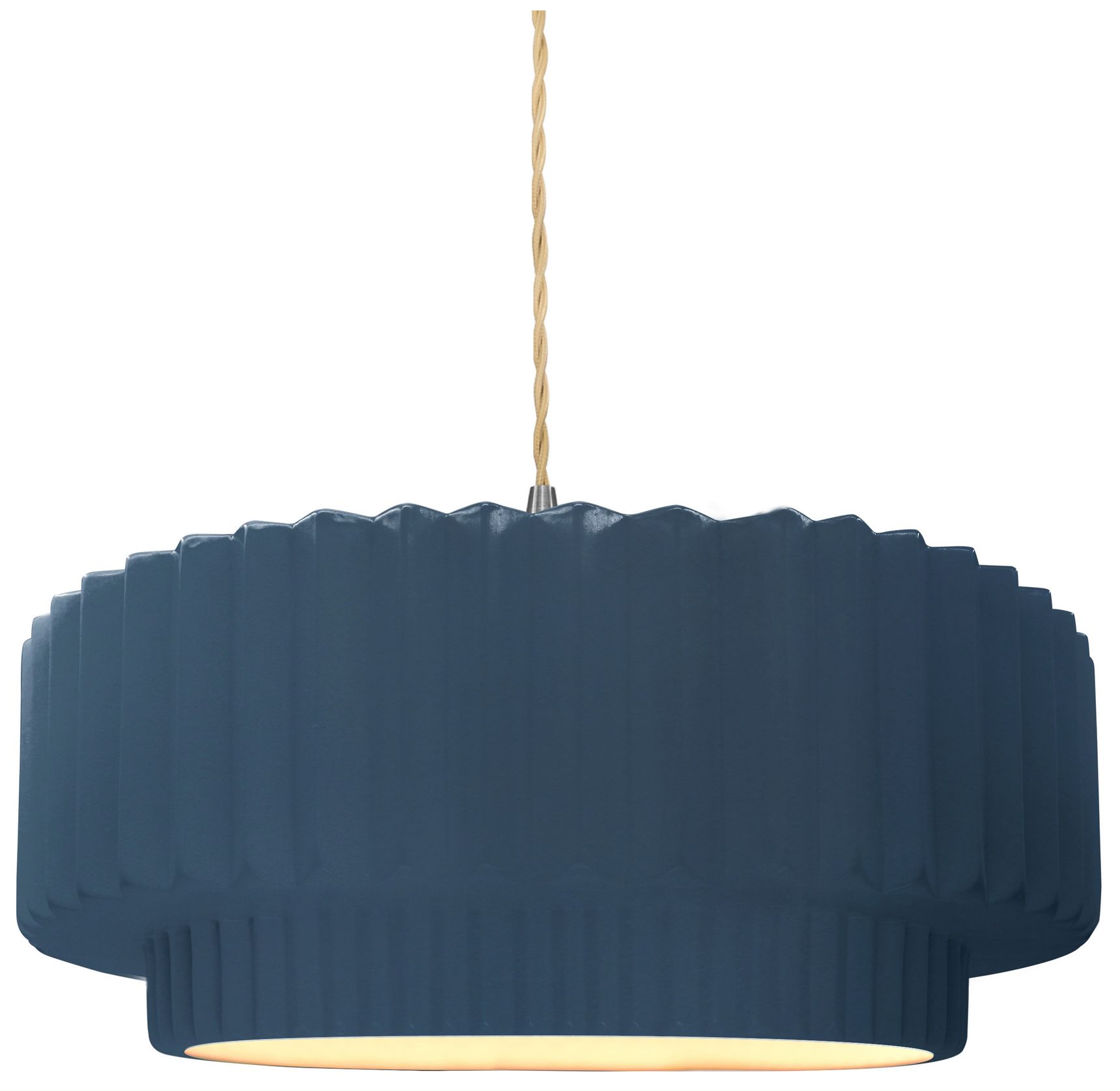 Radiance Pleated Tier 12"W Midnight Sky Pendant w/ Nickel Beige Twist Cord