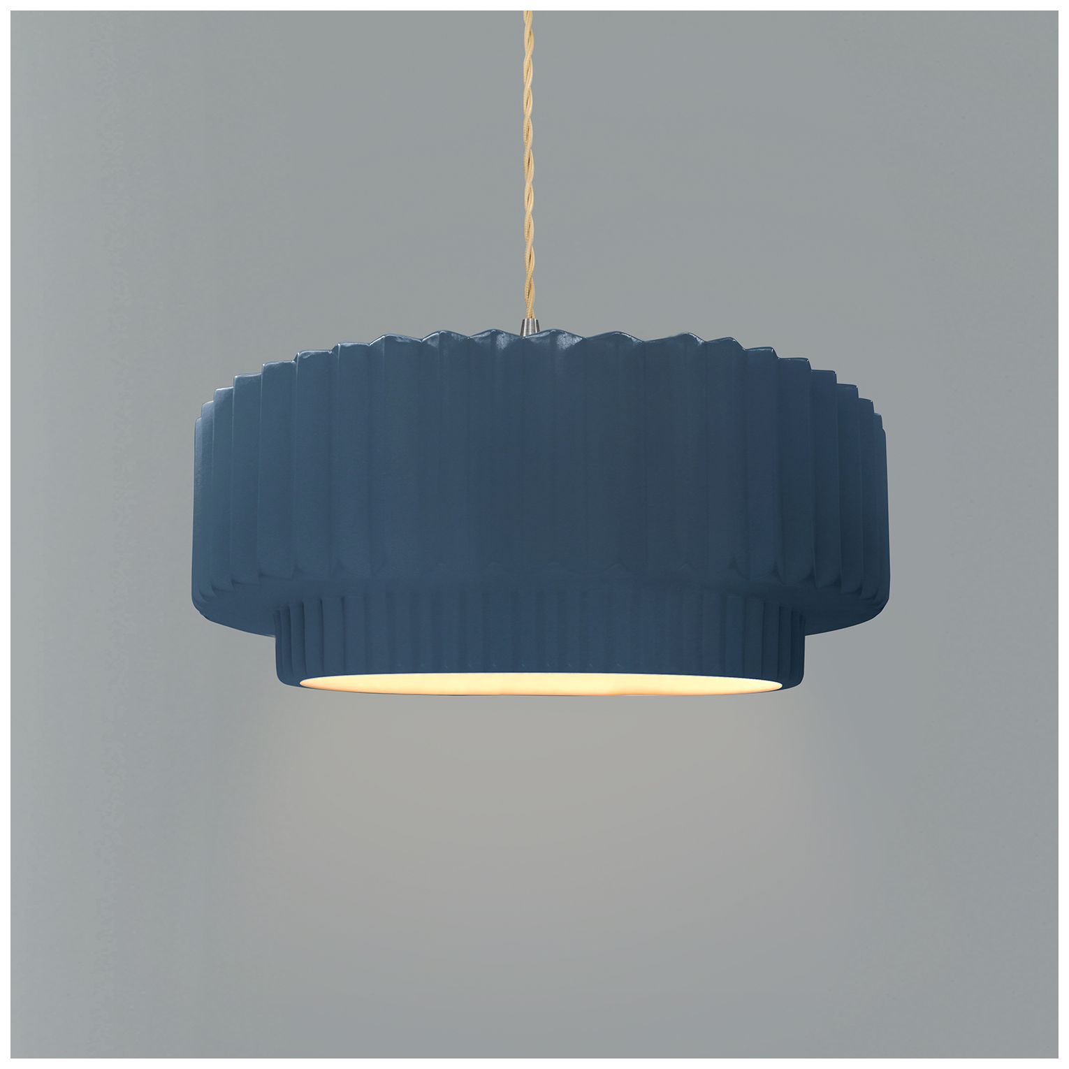 Image 3 Radiance Pleated Tier 12"W Midnight Sky Pendant w/ Nickel Beige Twist Cord more views