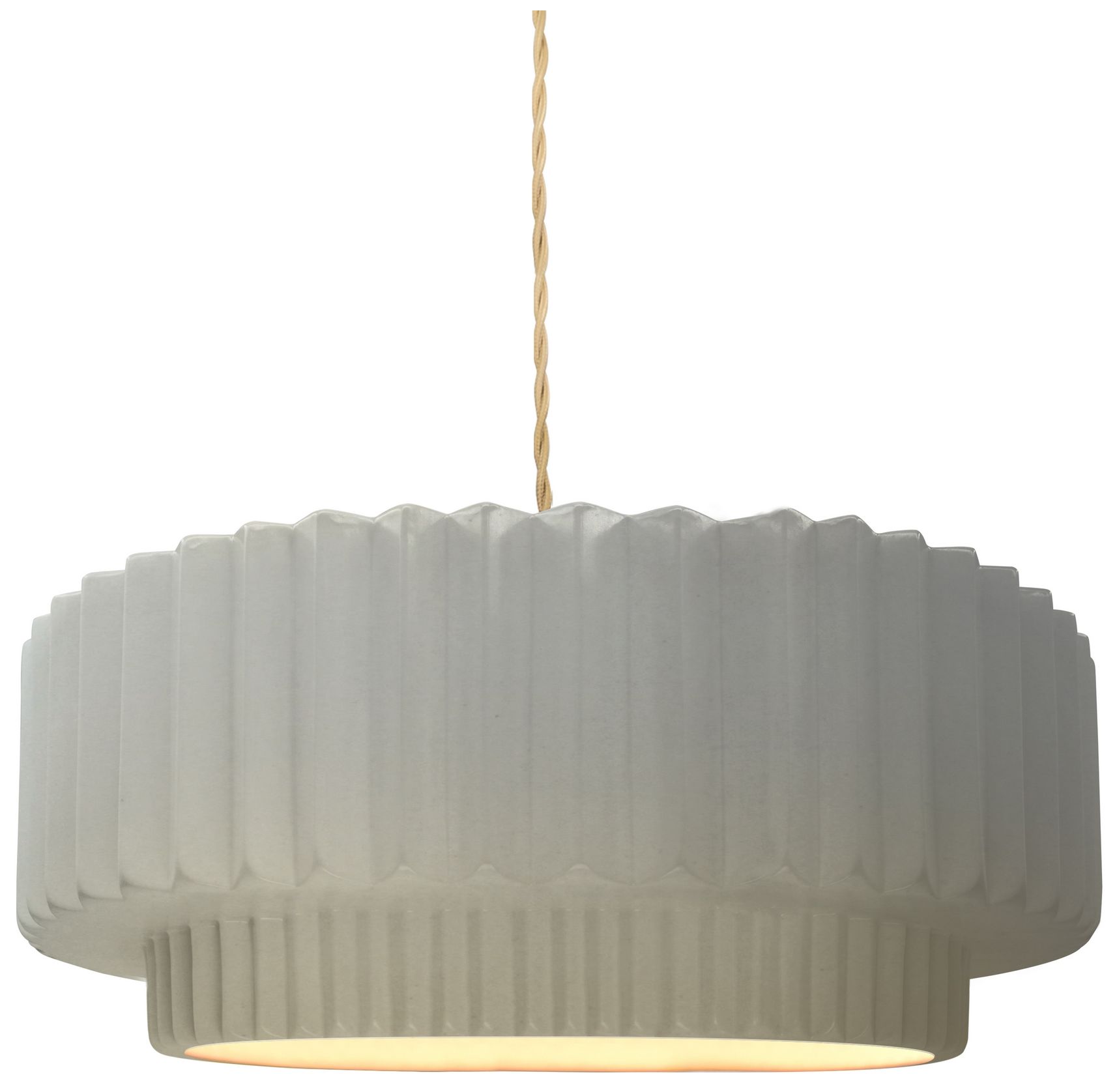Radiance Pleated Tier 12" Wide Matte White Pendant With Beige Twist Cord