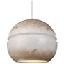 Radiance Sphere 12" Greco Travertine &#38; Antique Brass LED Pendant