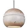 Radiance Sphere 12" Greco Travertine &#38; Antique Brass Pendant
