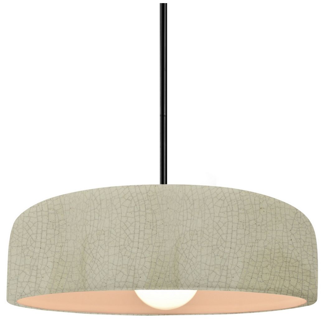 Radiance Spire 10"W Celadon Green Crackle, Nickel LED Pendant - Rigid Stem