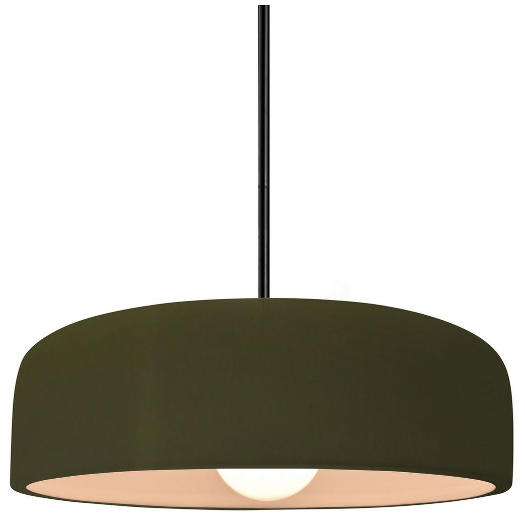 Radiance Spire 10"W Matte Green, Brushed Nickel Pendant - Rigid Stem