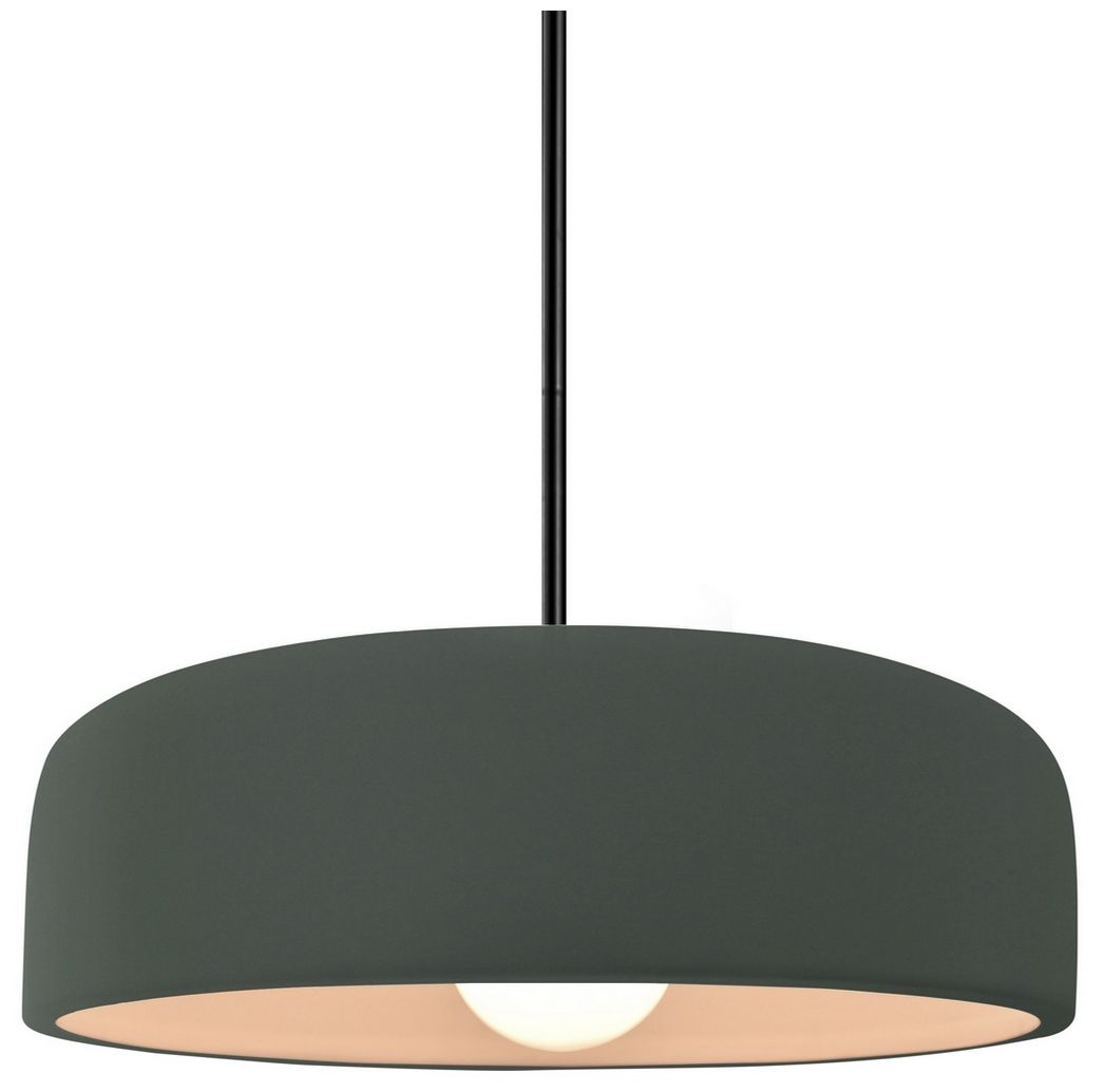 Radiance Spire 10"W Pewter Green, Brushed Nickel Pendant - Rigid Stem