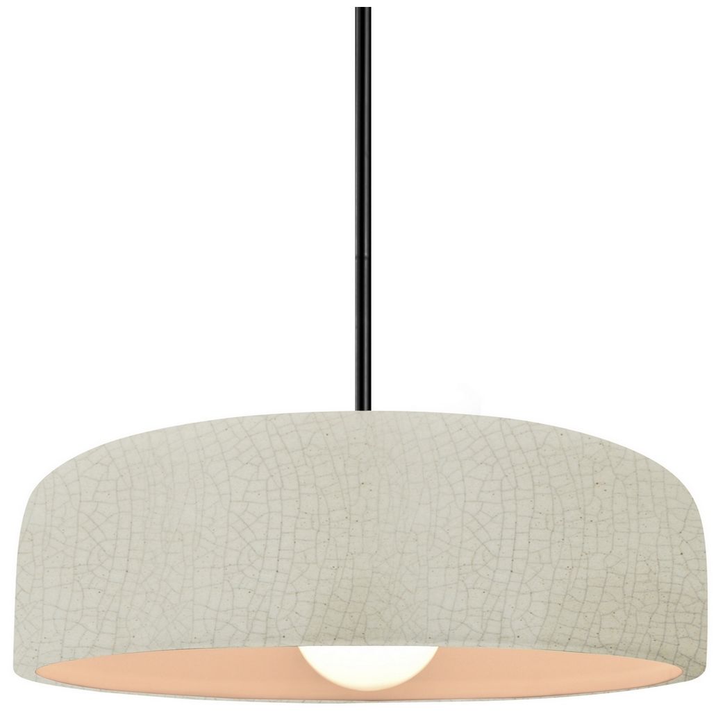 Radiance Spire 10"W White Crackle, Brushed Nickel Pendant - Rigid Stem