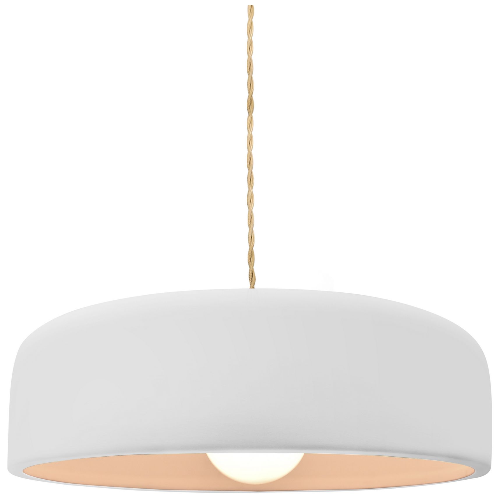 Radiance Spire 10" Wide Bisque Pendant With Brushed Brass Beige Twist Cord