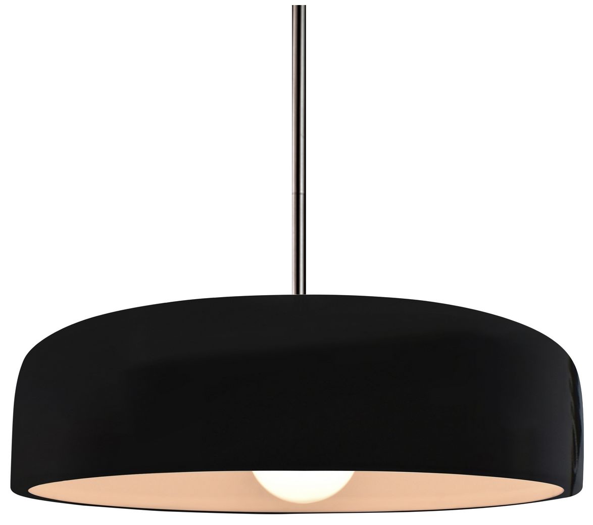 Radiance Spire 13"W Gloss Black, Brushed Brass Pendant - Rigid Stem