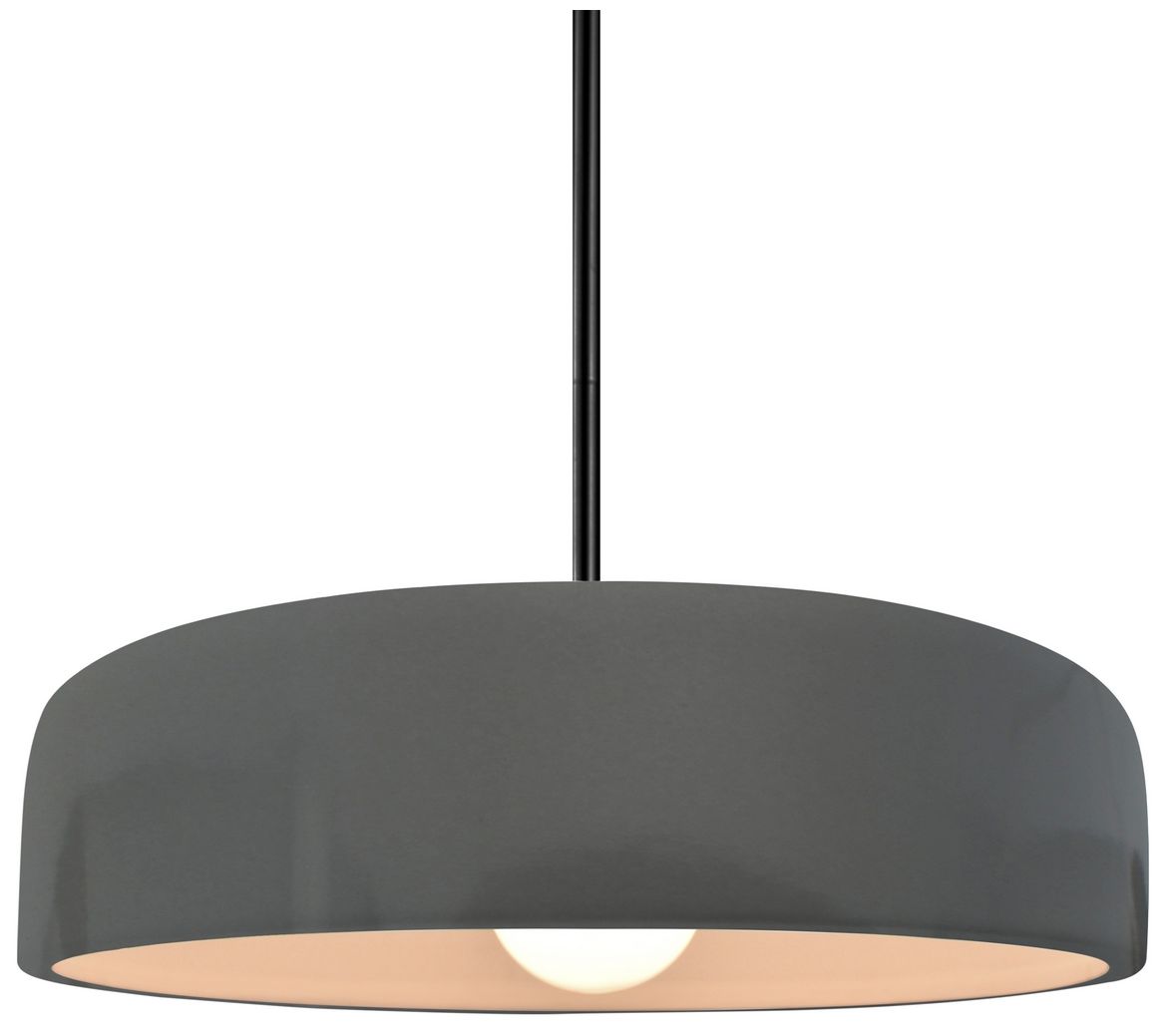 Radiance Spire 13"W Gloss Grey, Brushed Nickel LED Pendant - Rigid Stem