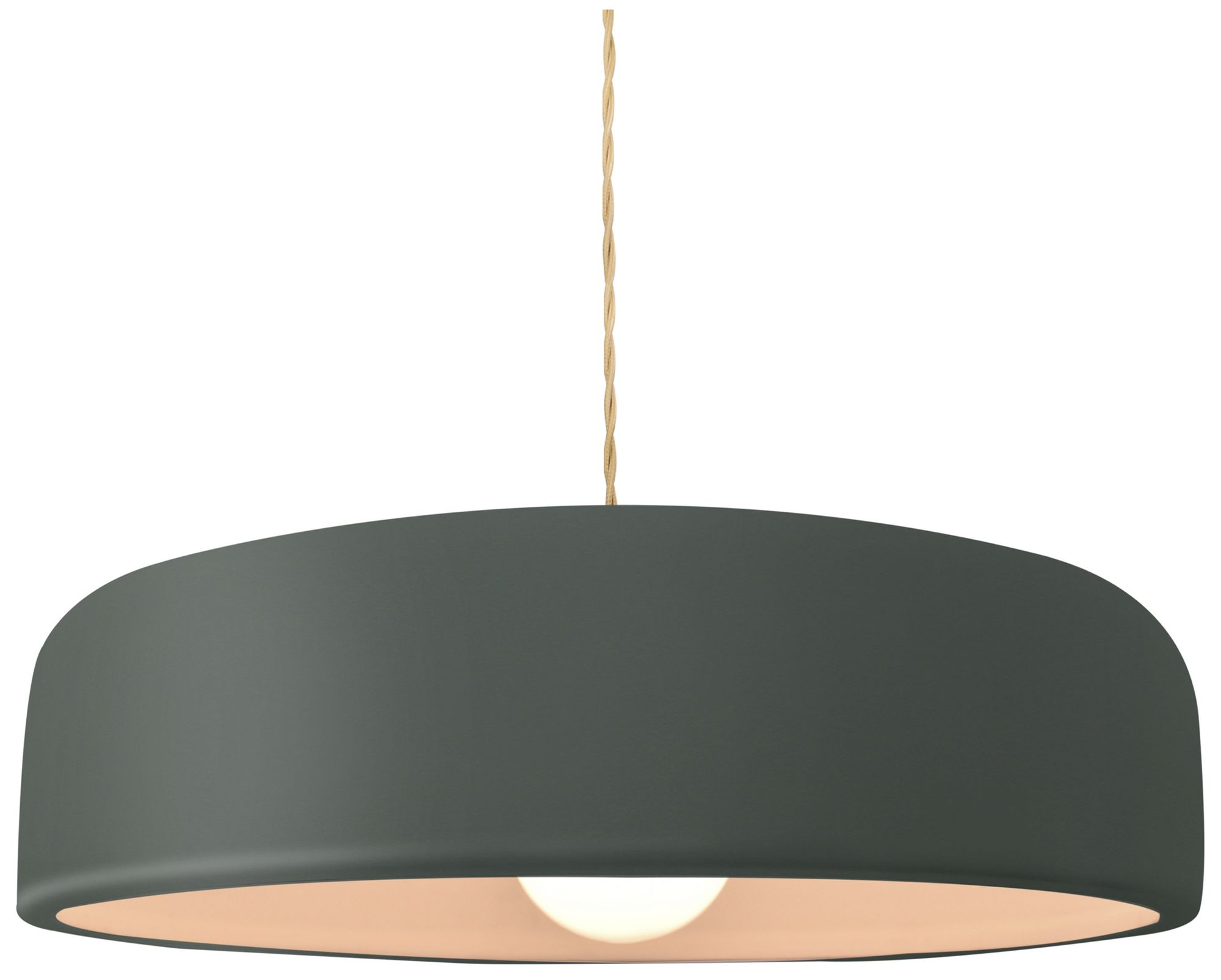 Radiance Spire 16"W Pewter Green LED Pendant w/ Brass Beige Twist Cord