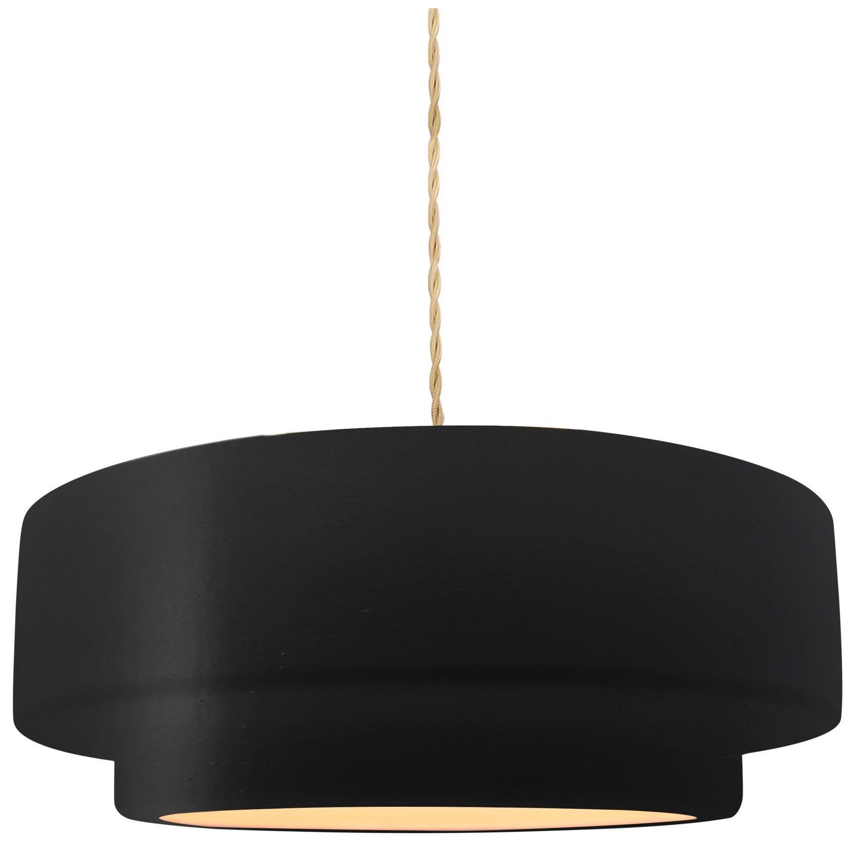 Radiance Tier 12"W Carbon Black LED Pendant w/ Nickel Beige Twist Cord