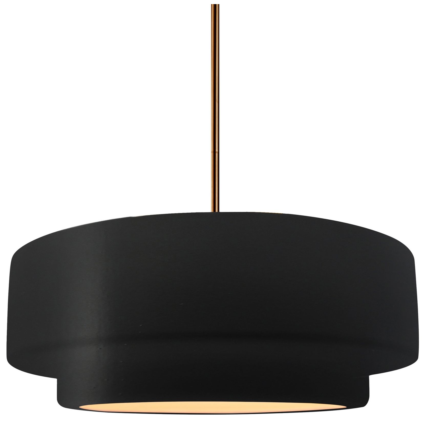 Radiance Tier 12"W Carbon Matte Black Pendant w/ Brushed Brass Rigid Stem