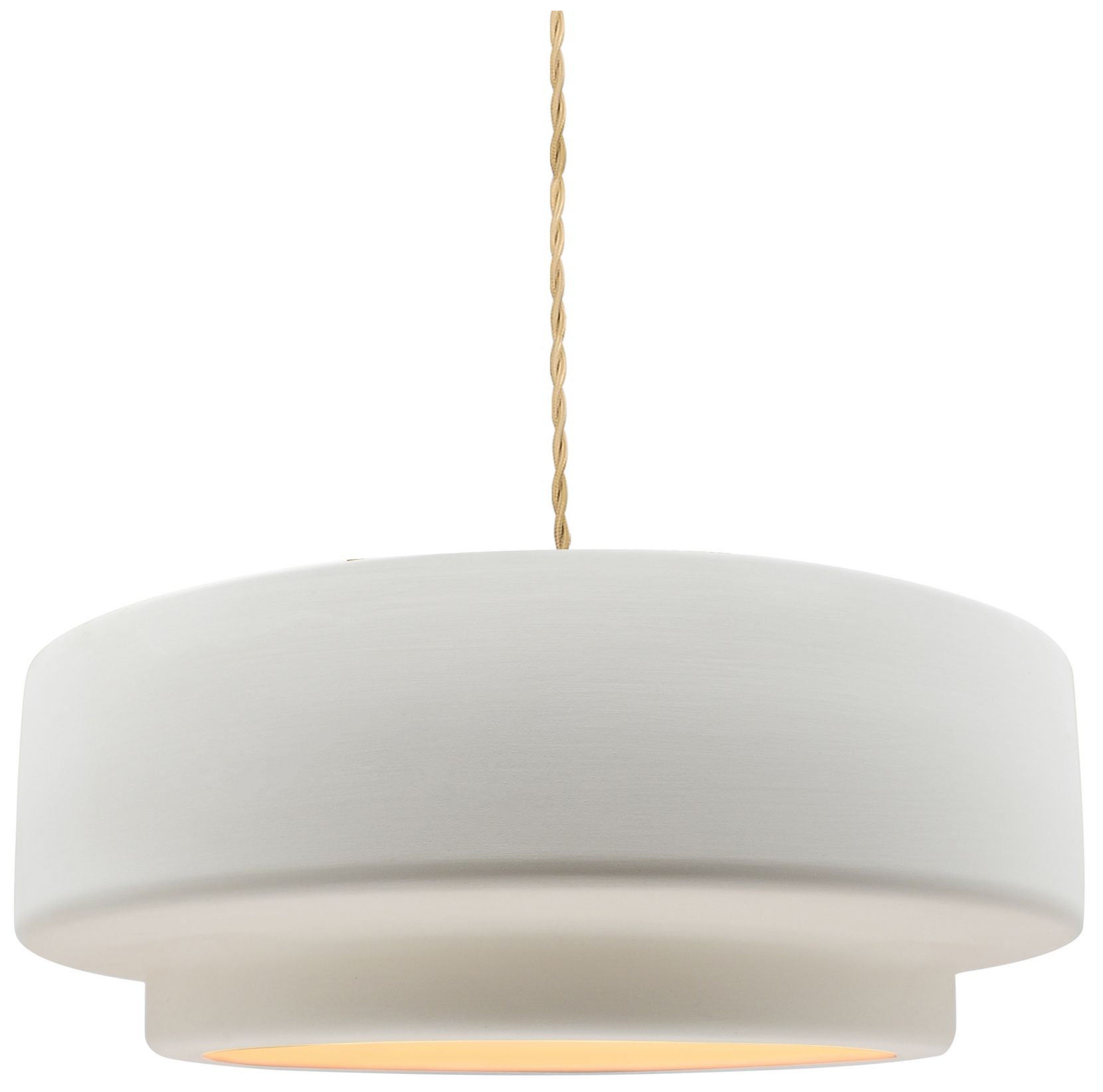 Radiance Tier 12" Wide Bisque Pendant With Nickel Beige Twist Cord