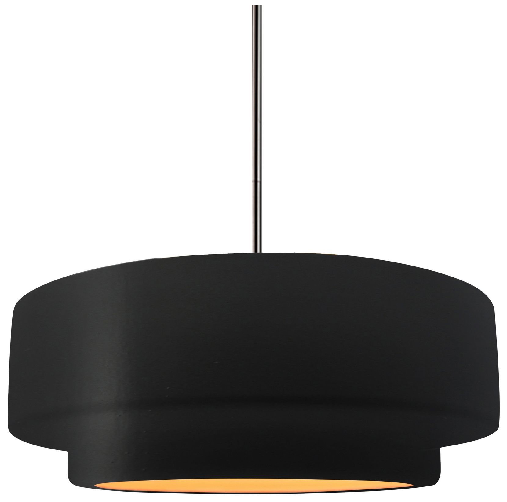 Radiance Tier 12" Wide Carbon Matte Black Gold Pendant w/ Nickel Rigid Stem