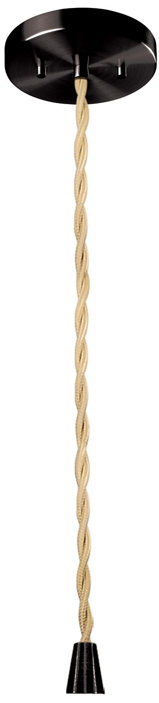 Image 2 Radiance Tier 12" Wide Matte Black Gold LED Pendant With Beige Twist Cord more views