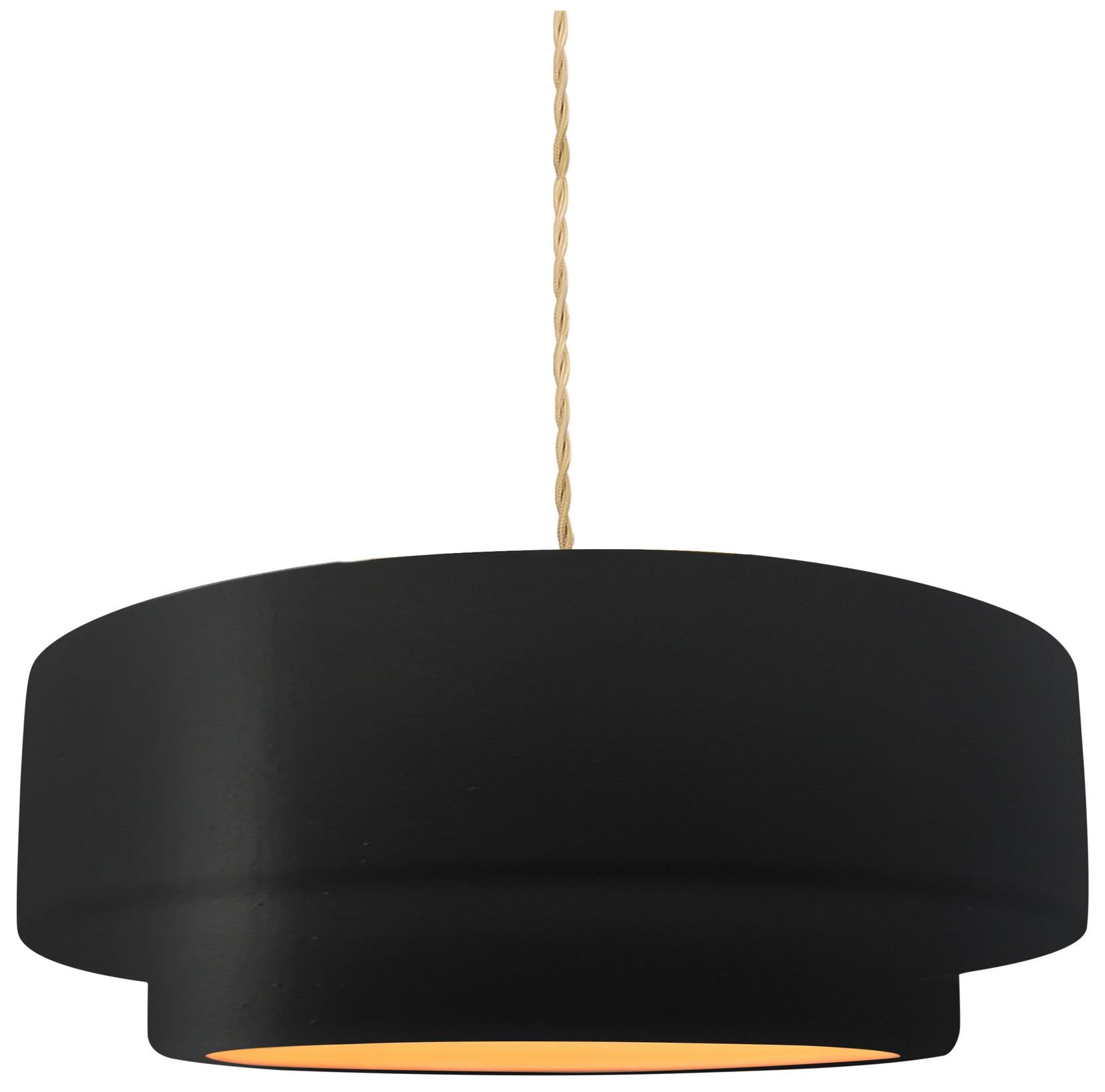 Radiance Tier 12" Wide Matte Black Gold Pendant w/ Nickel Beige Twist Cord