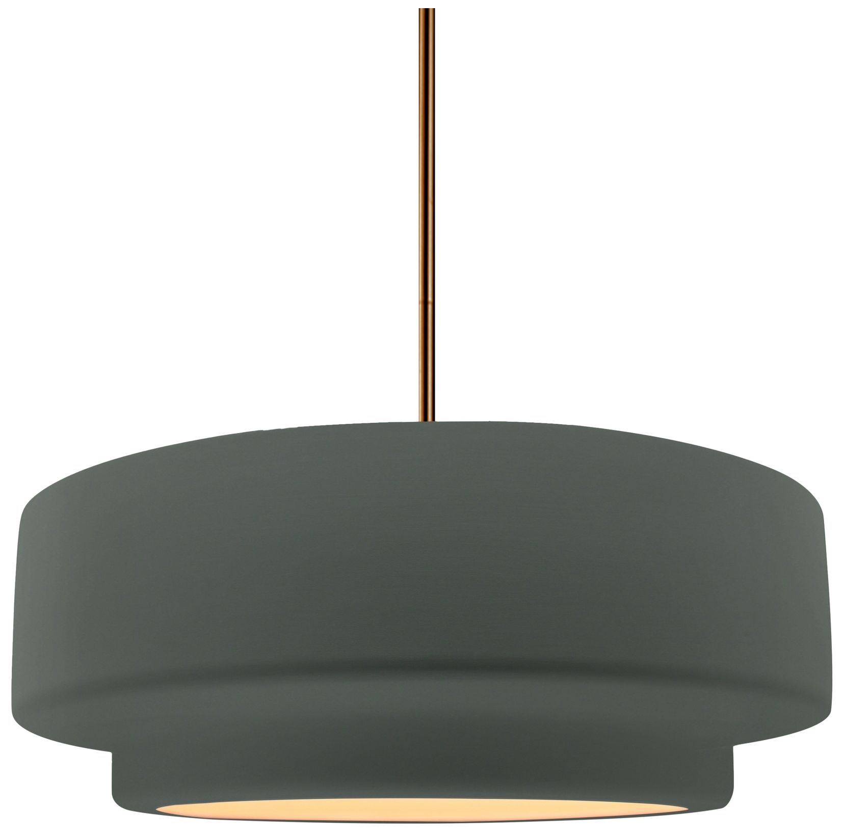 Radiance Tier 12" Wide Pewter Green LED Pendant w/ Brushed Brass Rigid Stem