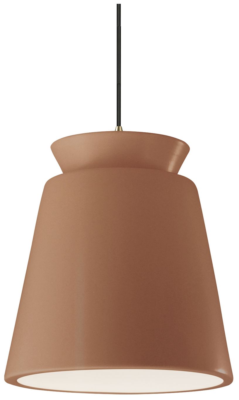 Radiance Trapezoid 13.5"W Adobe, Polished Chrome LED Pendant